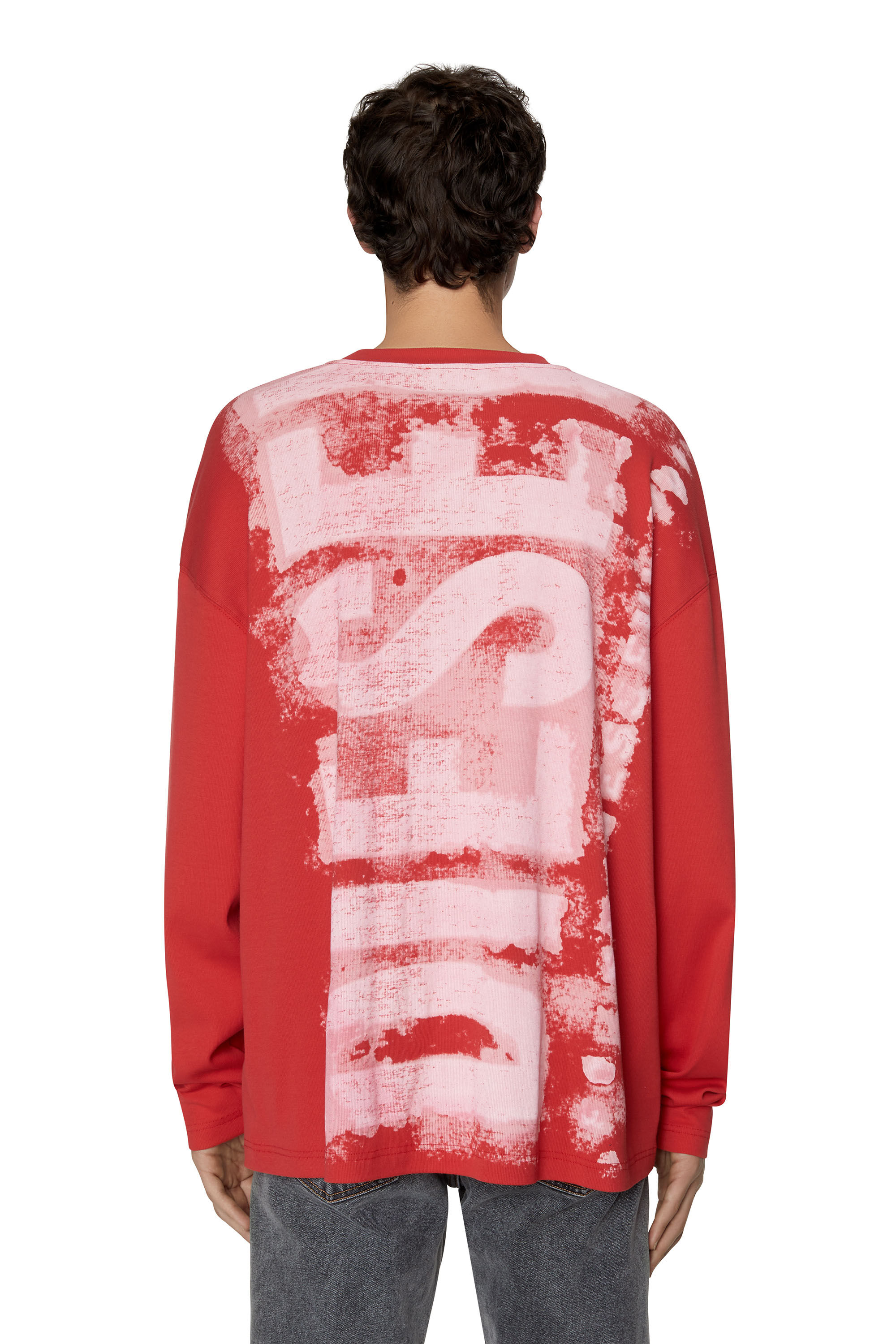 Diesel - T-WASRIB, Male's 長袖 ロゴ Tシャツ in レッド - 5