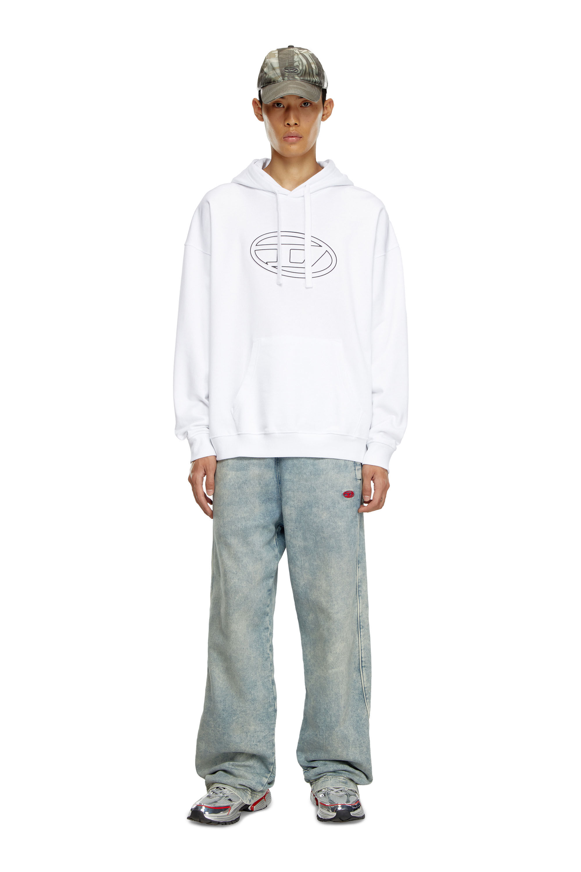 Diesel - S-UMMER-BIGOVAL, Male's スウェット パーカー ロゴ in ホワイト - 1