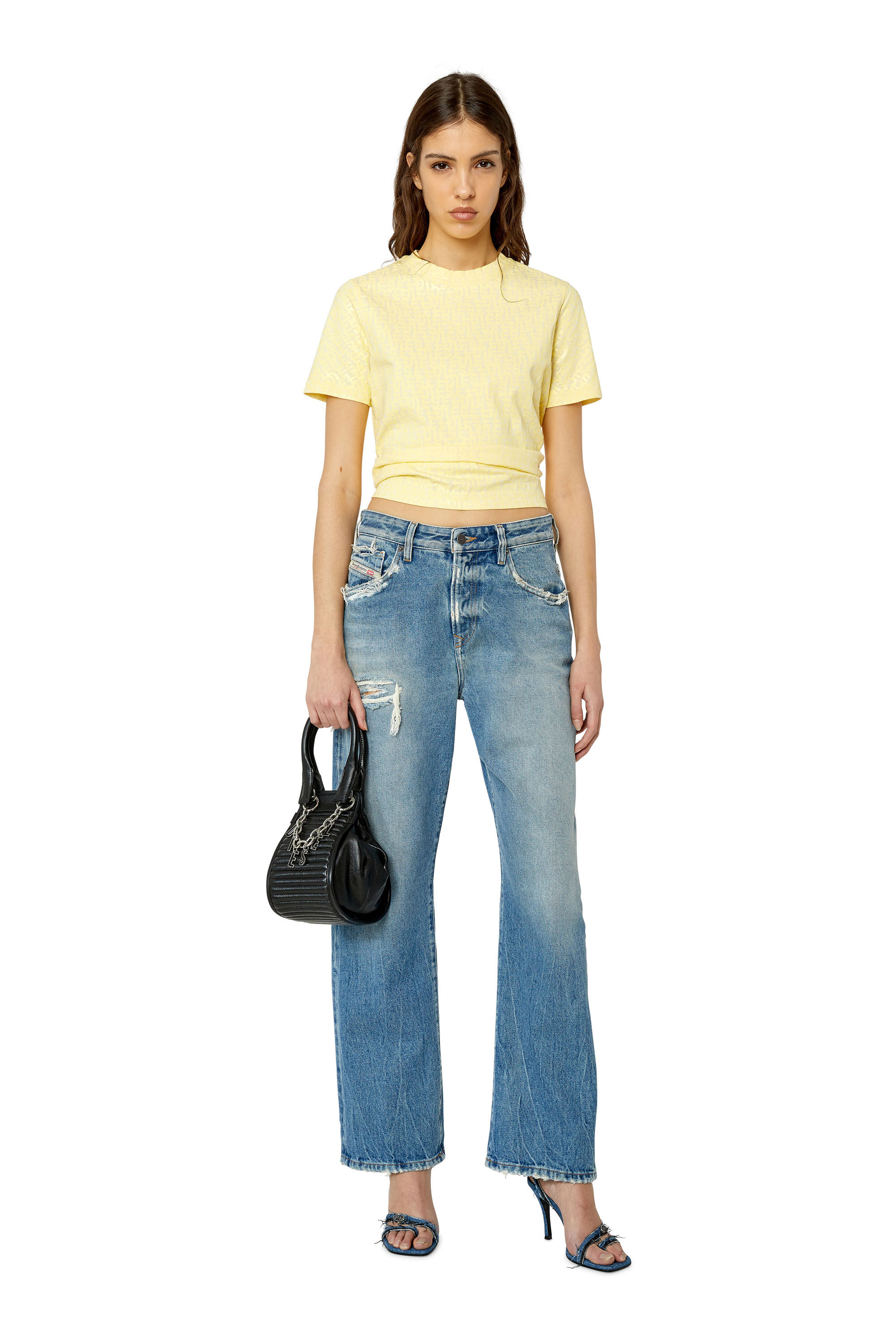 Diesel - T-REG-MONO, Female's 半袖Tシャツ トップス モノグラム in Yellow - 1