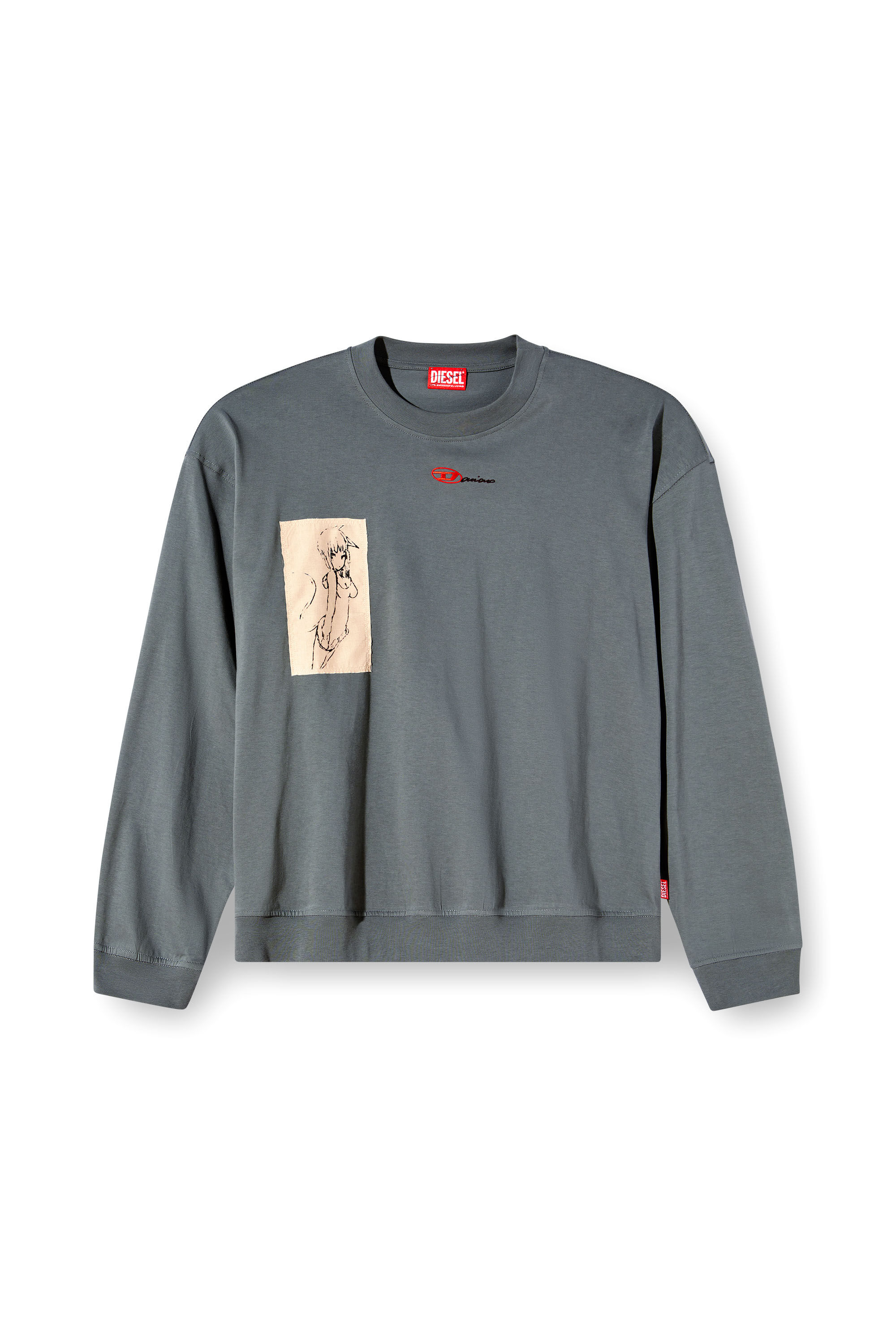 Diesel - S-BOXT-LS-1P-DD, Unisex's Long-sleeve T-shirt with tattoo patches in グレー - 2