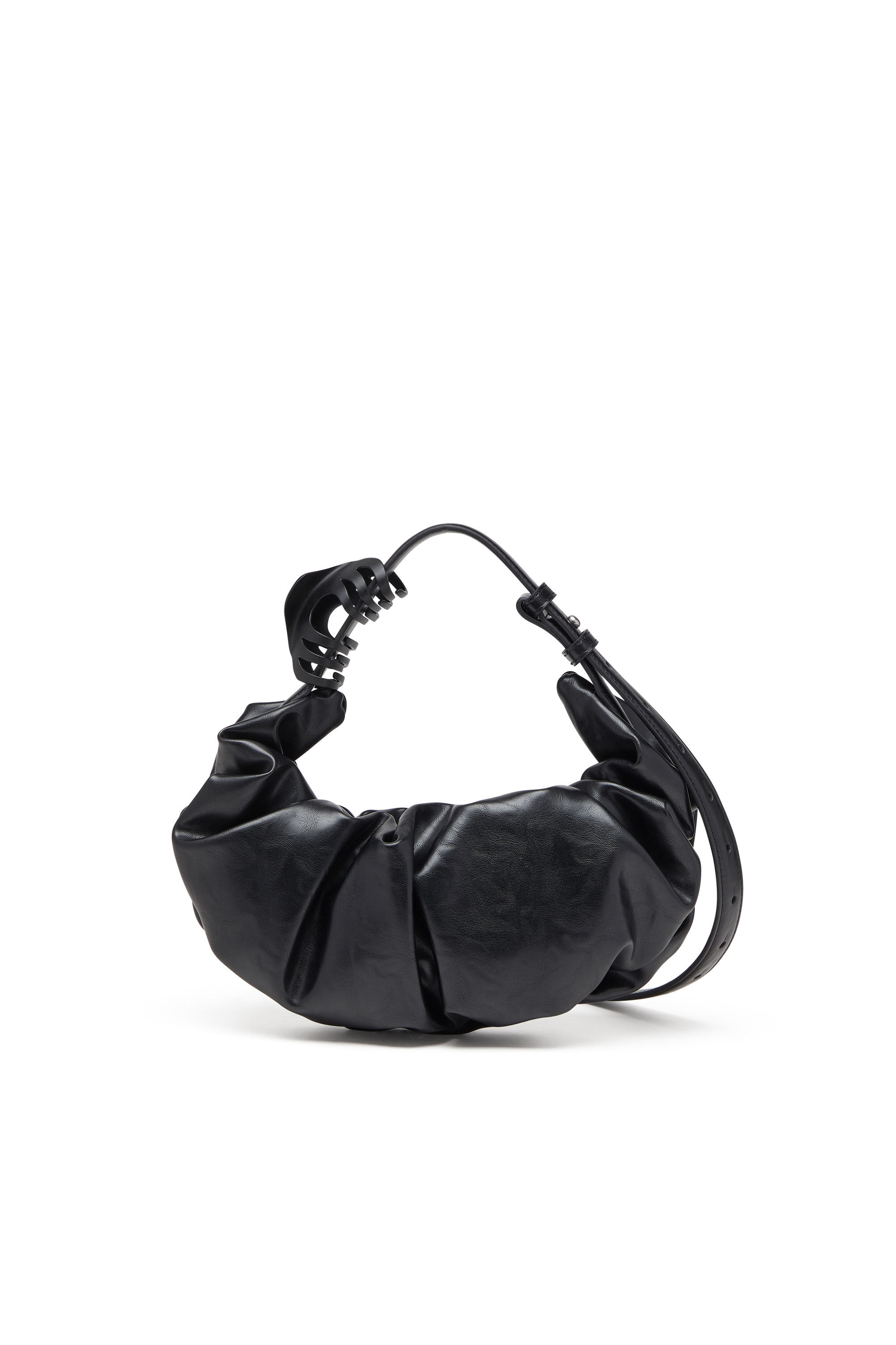 Diesel - GRAB-D HOBO S, Female's Grab-D S-Small scrunched hobo bag in shiny PU in ブラック - 3