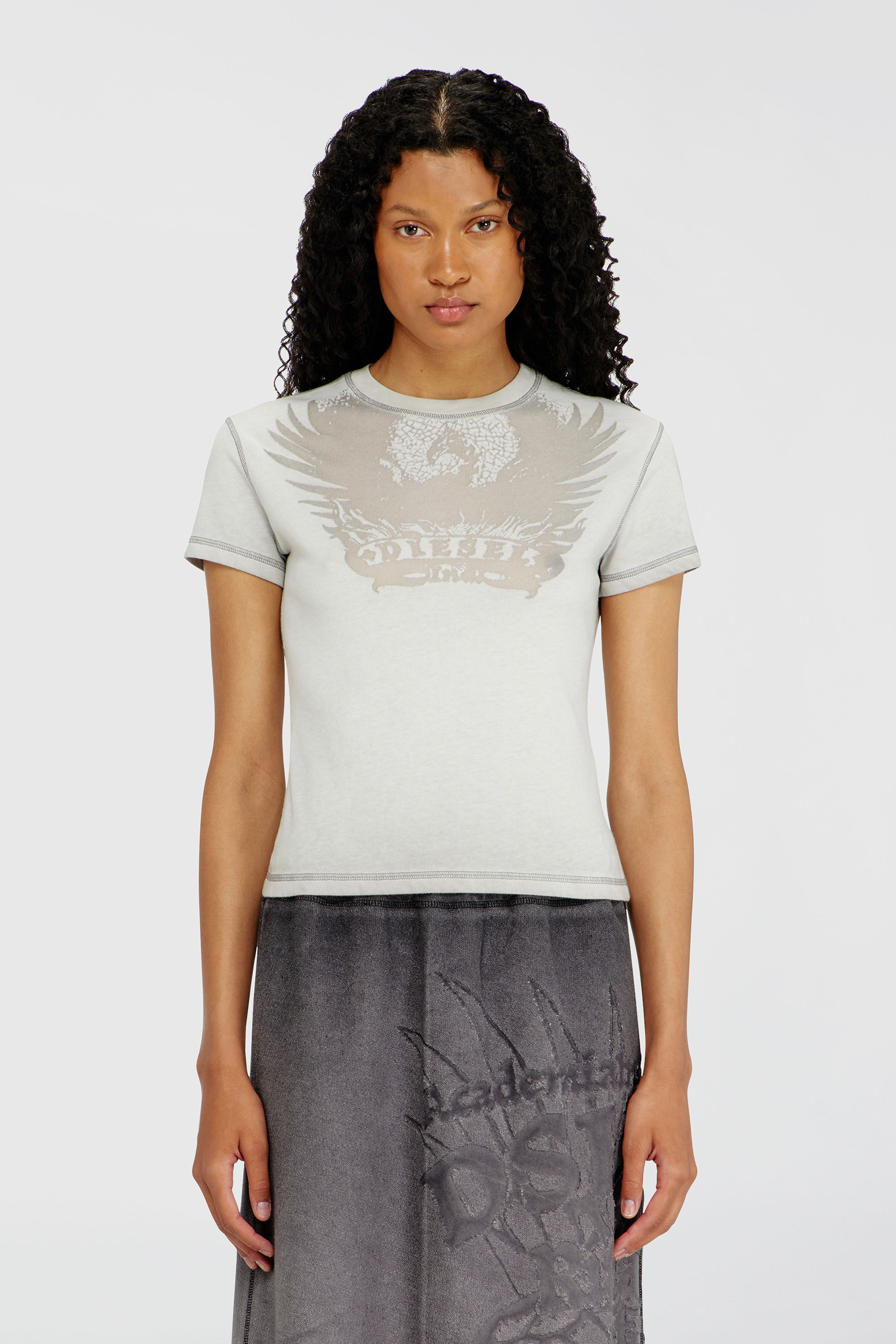 Diesel - T-ILA-AA7, Female's Tシャツ in ライトグレー - 3