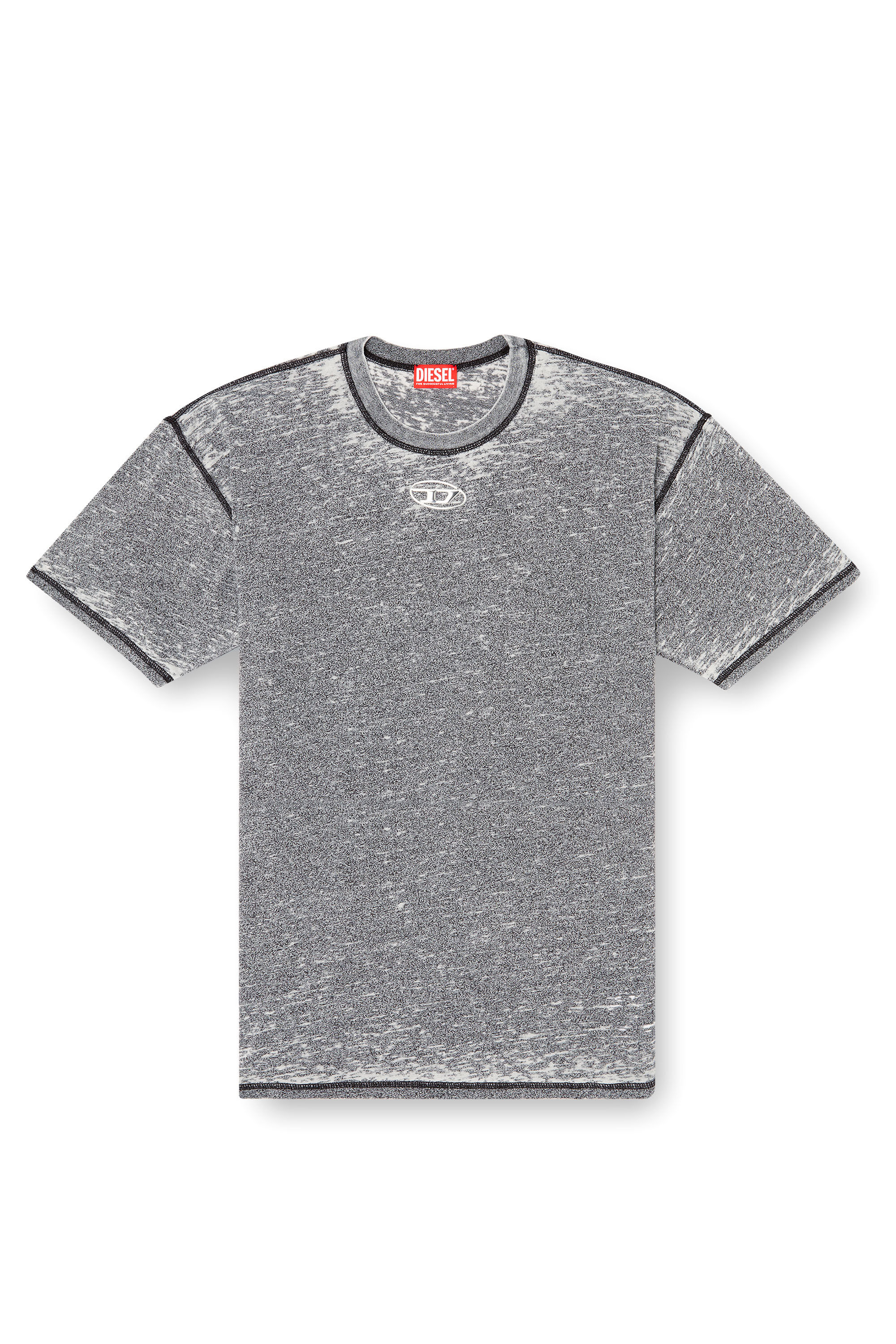 Diesel - T-BOXT-PAK, Male's Burnout T-shirt with metal-look logo in グレー - 2