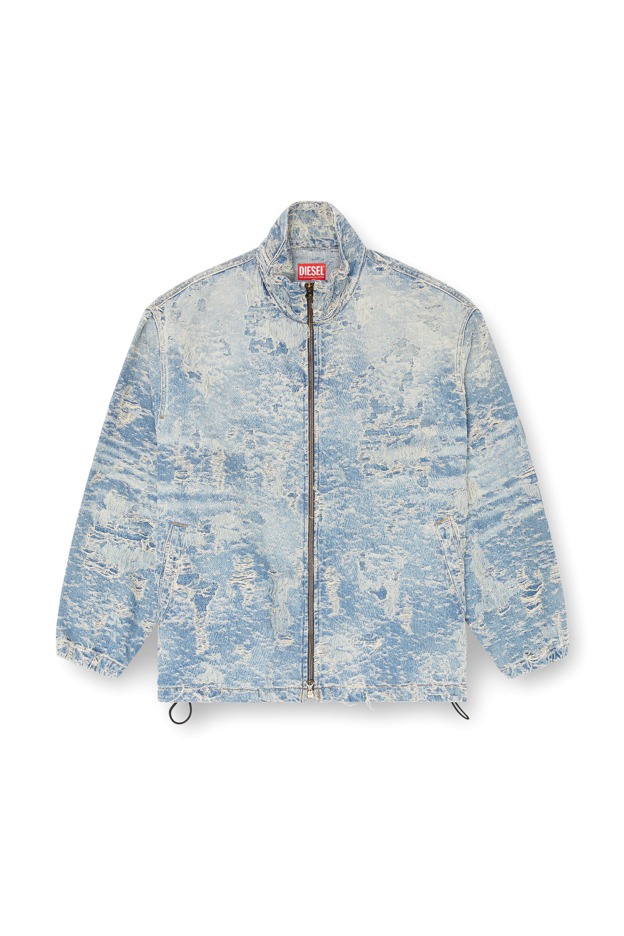 Diesel - D-KRAP-FSF, Unisex's Zip jacket in dirty jacquard denim in ライトブルー - 2
