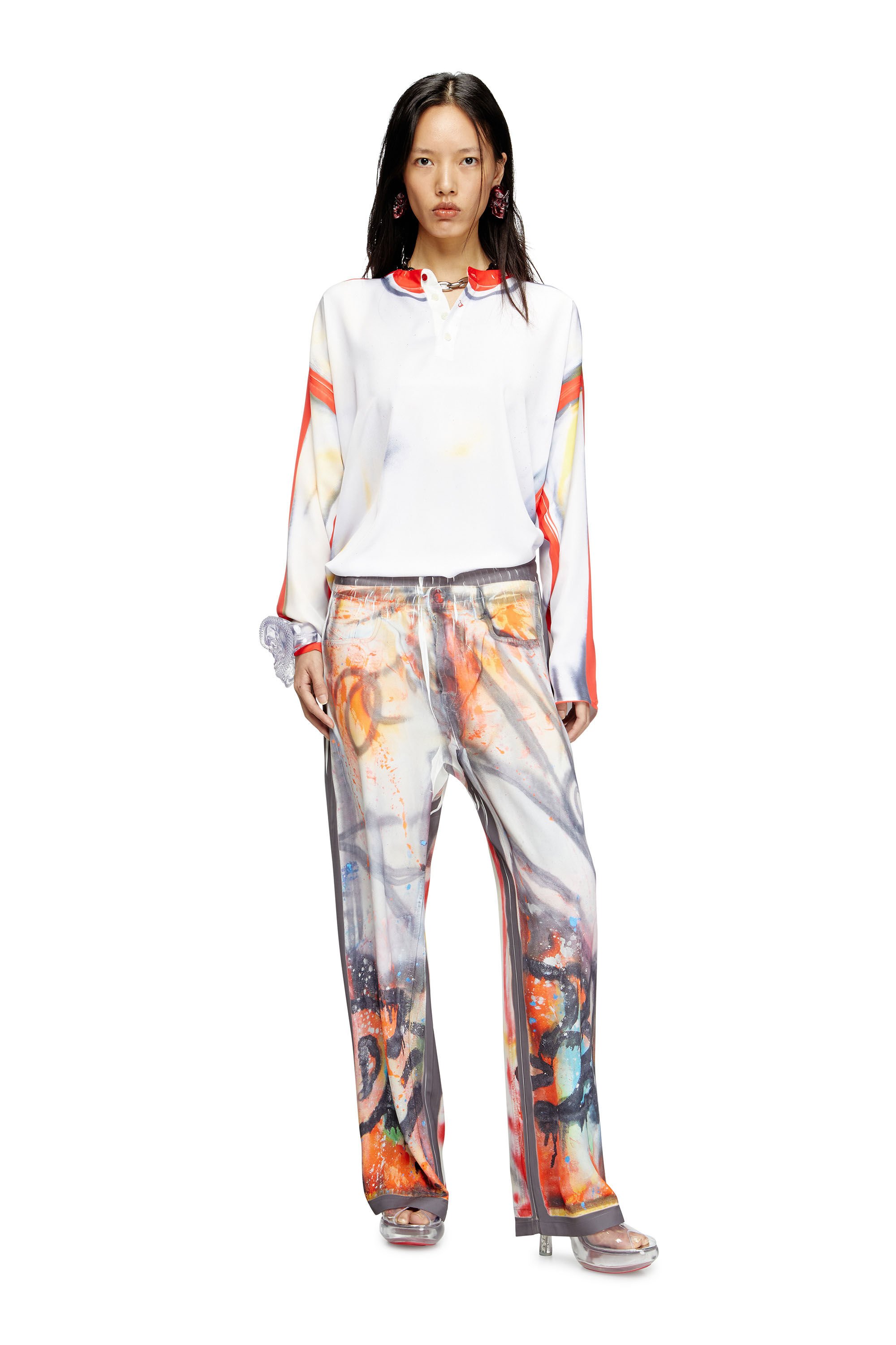 Diesel - P-AFTER-GRAFFITI-USA, Unisex's Relaxed pant with graffiti print in グレー - 6