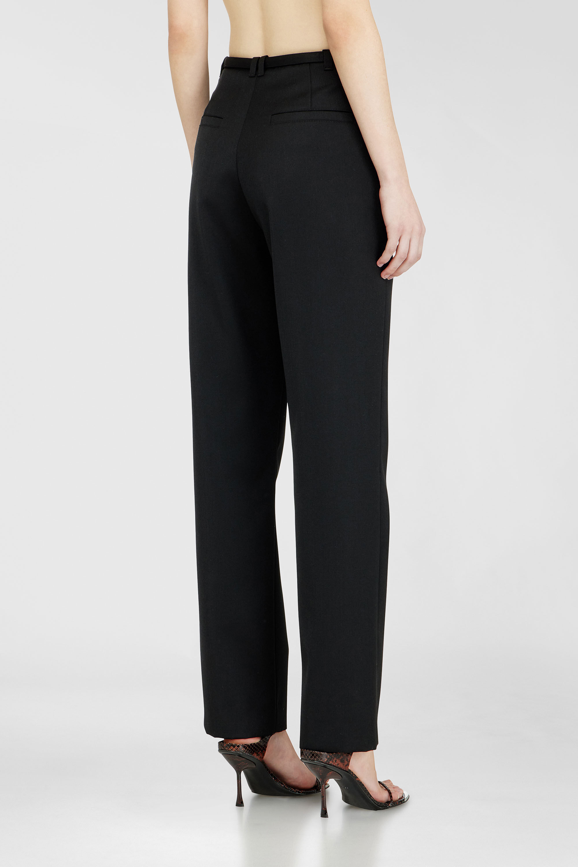 Diesel - P-IXIE-1, Female's Tailored pants with biker belt strap in ブラック - 4