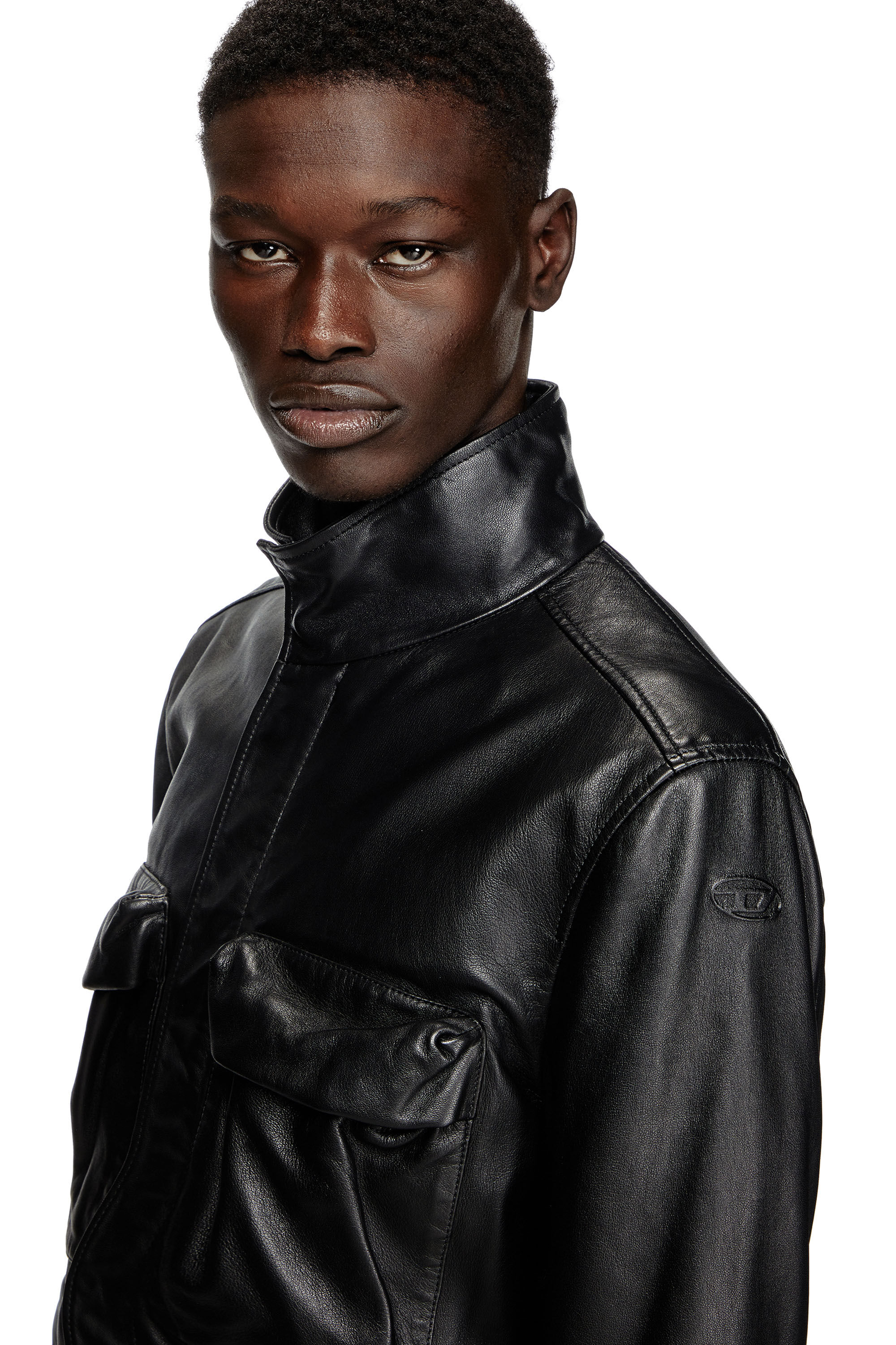 Diesel - L-GAST, Unisex's Leather jacket with utility pockets in ブラック - 4