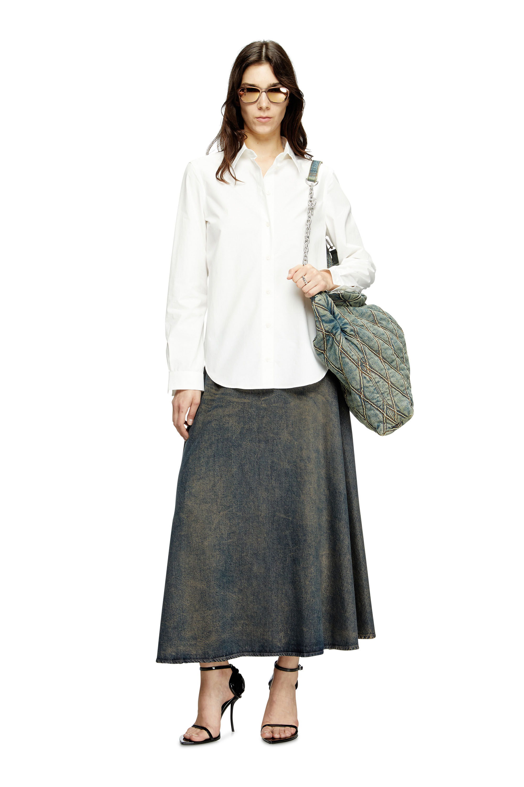 Diesel - CHARM-D HOBO, Female's Charm-D-Large hobo in argyle quilted denim in ブルー - 1