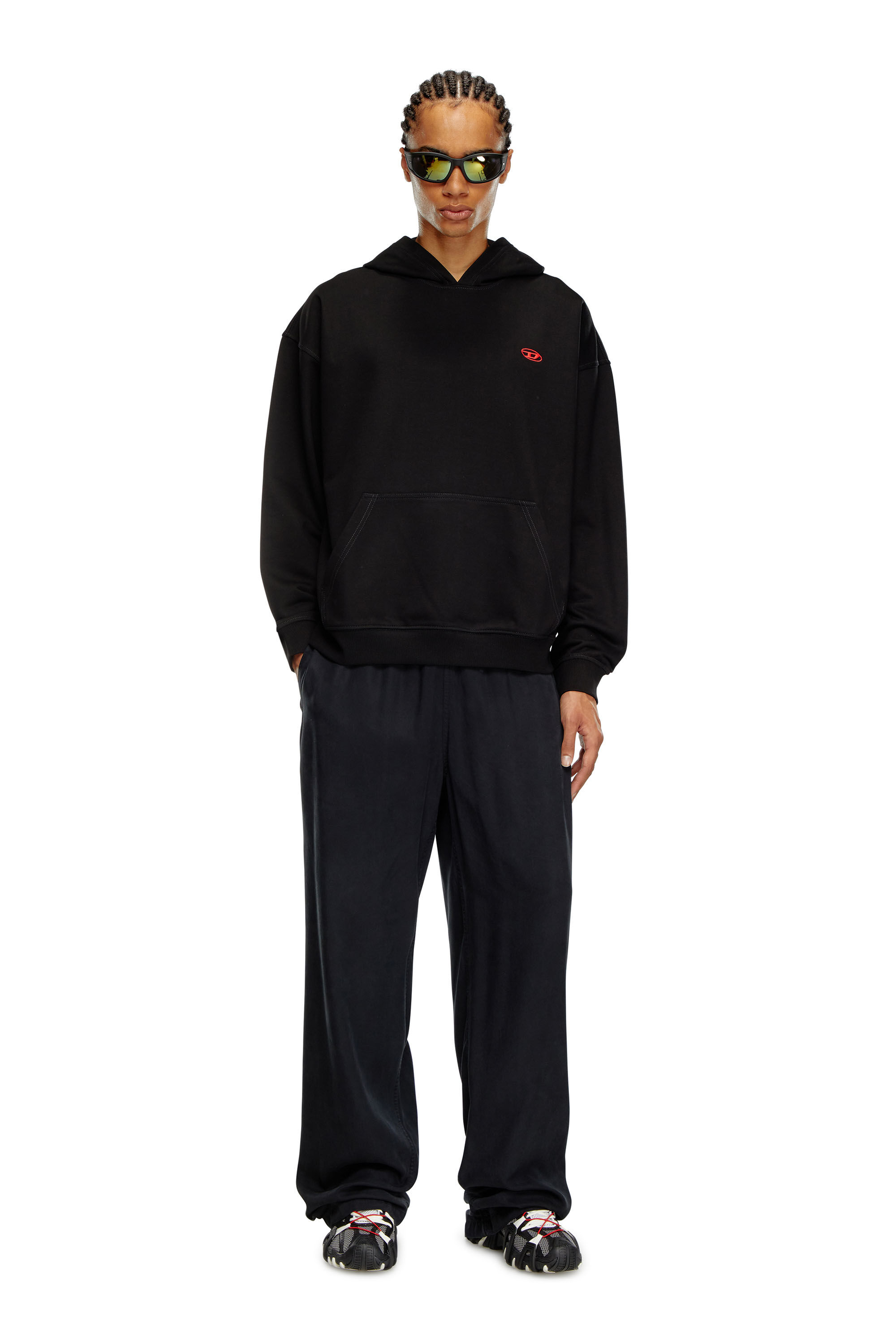 Diesel - S-BOXT-HOOD-K2, Male's Hoodie with striped Oval D in ブラック - 1