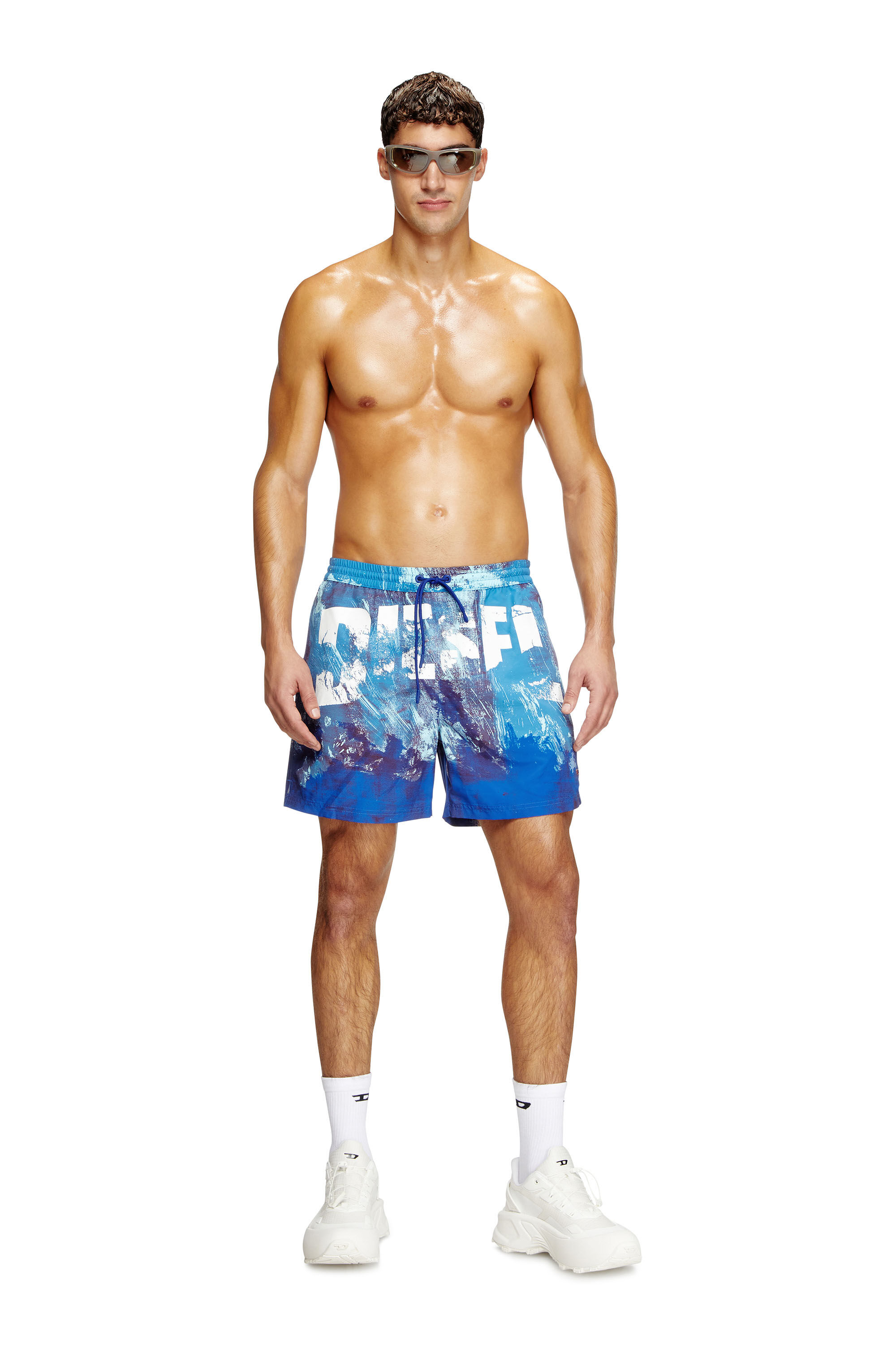 Diesel - RIO-41-D-POP, Male's Mid-length swim shorts with graphic print in ライトブルー - 2