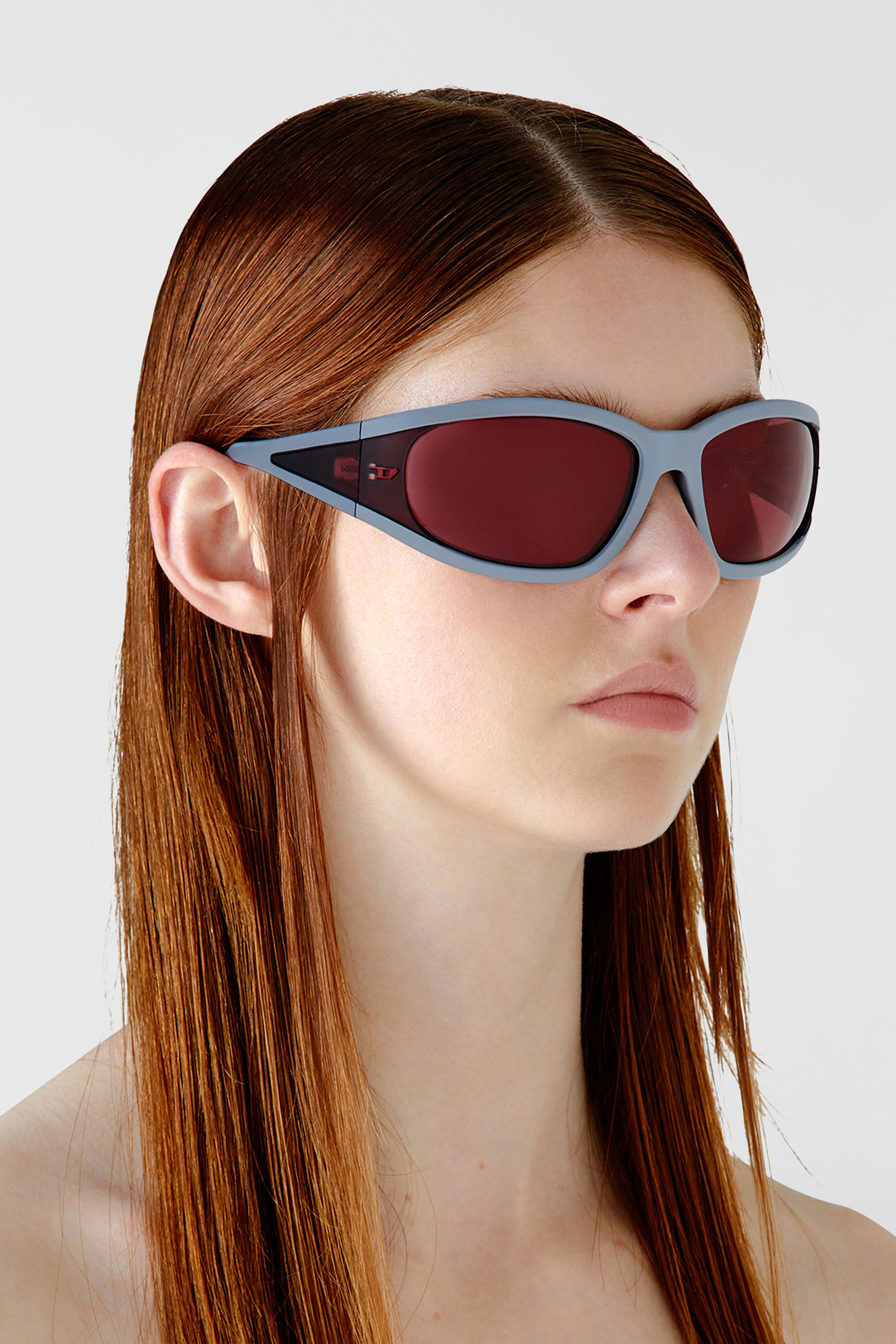 Diesel - 0DL3002, Unisex's Rectangular sunglasses in acetate in グレー/レッド - 6