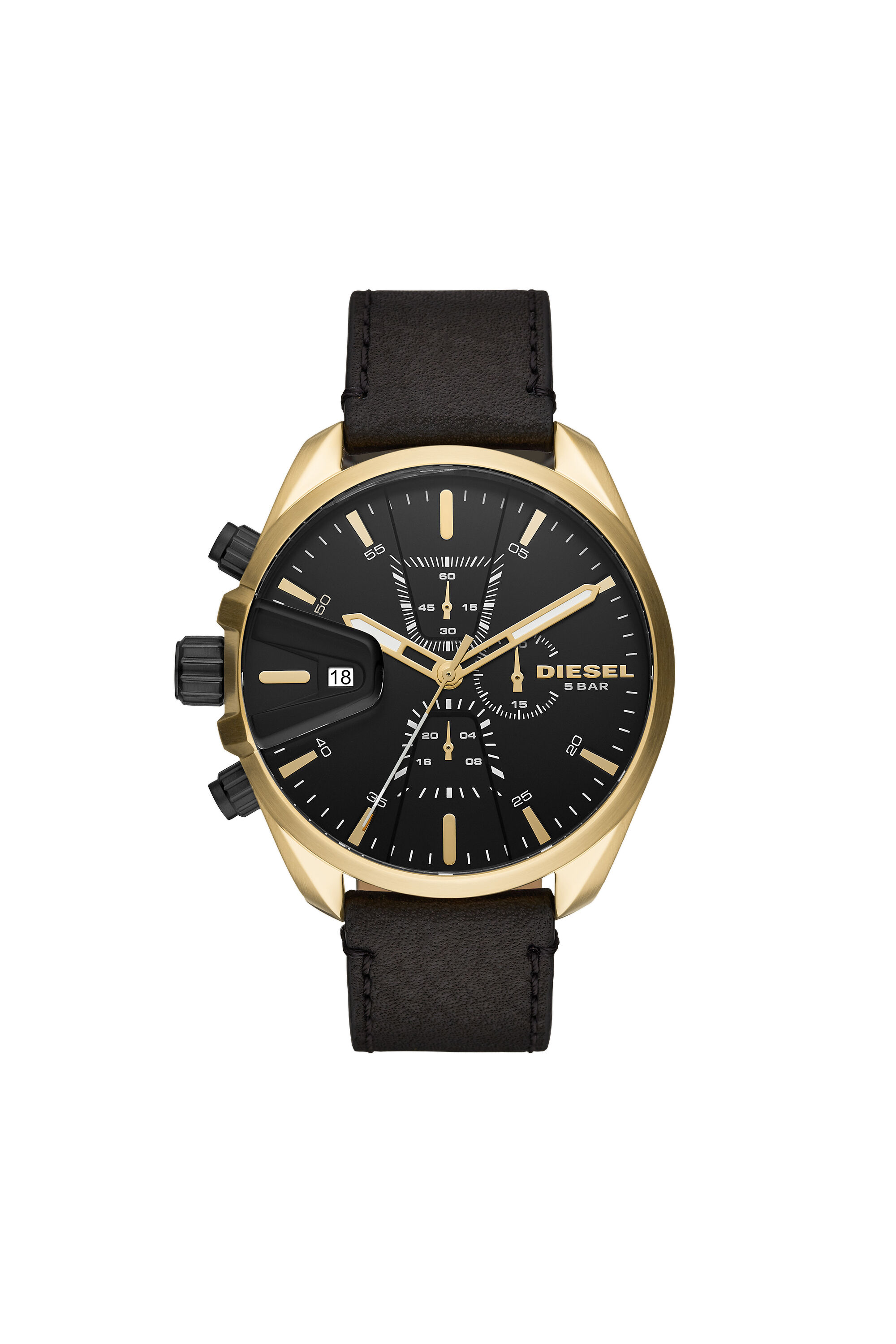 Diesel - DZ4516, Male's MS9 chronograph black leather watch in ブラック - 1