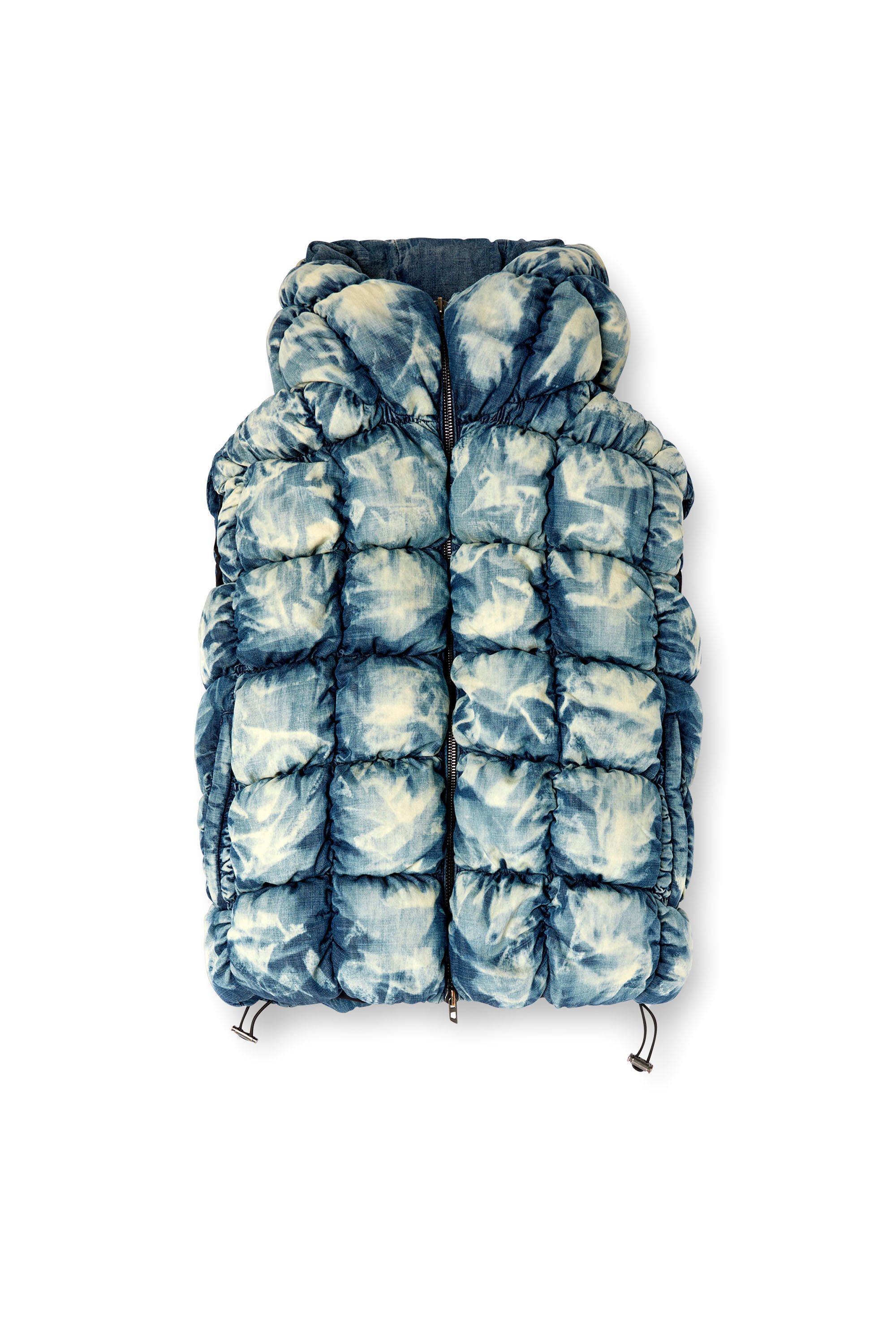 Diesel - W-THYS, Unisex's Tie-dyed denim puffer vest in ブルー - 2