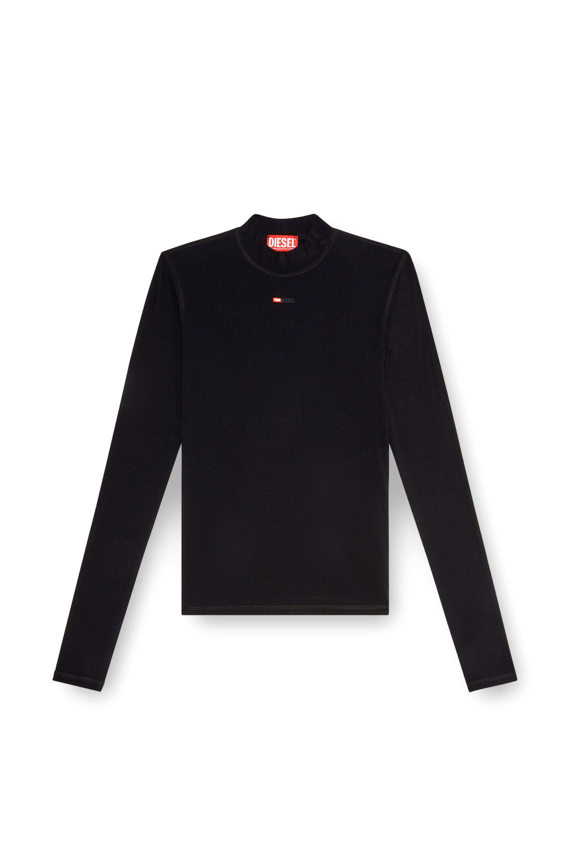 T-MOKKY-LS-MICRODIV ロングTシャツモックネックリブトップス｜ブラック｜ウィメンズ｜DIESEL