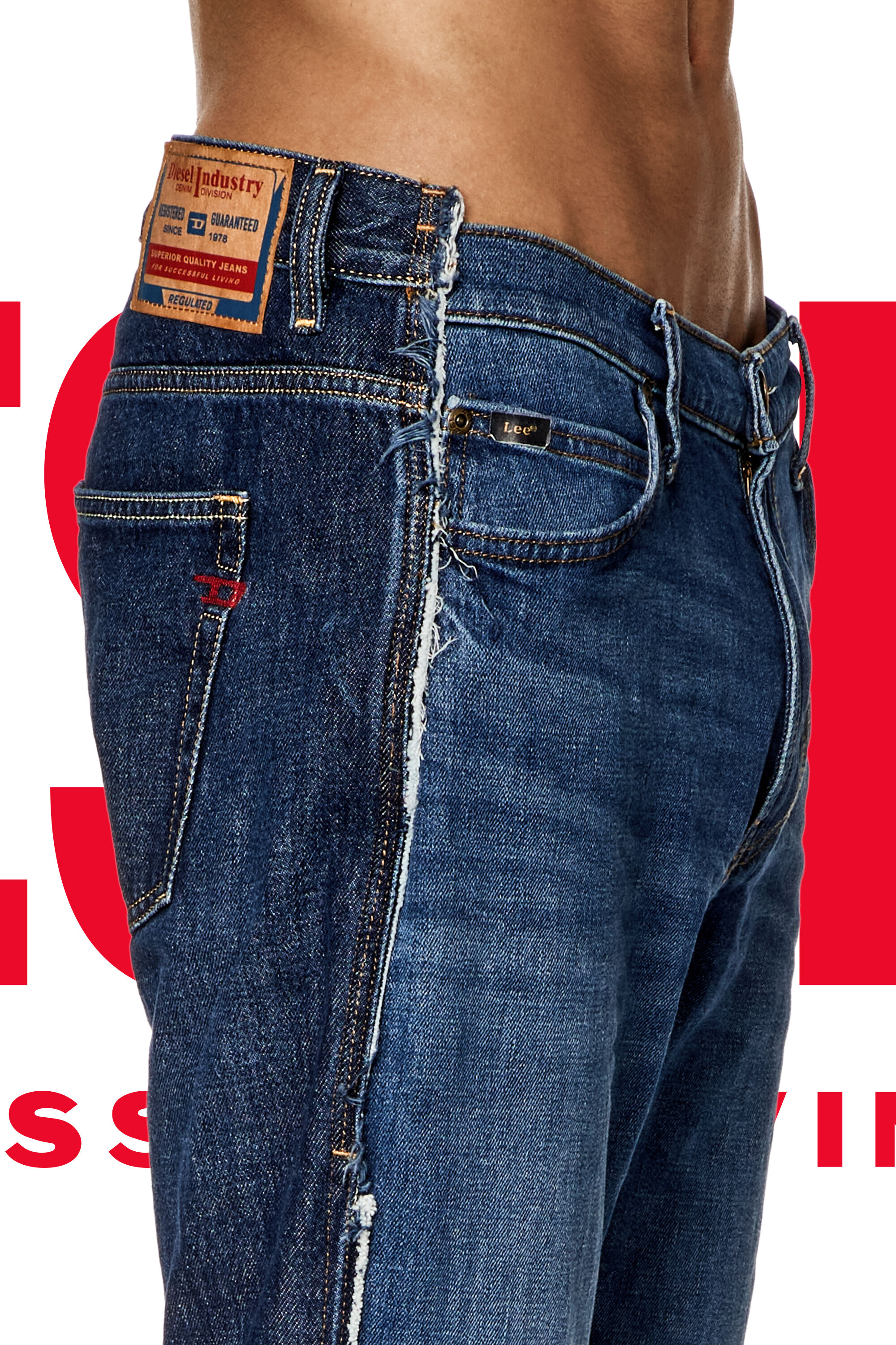 Diesel - Unisex's Regular Jeans Dieseloves 04 09K47, ミディアムブルー - 2