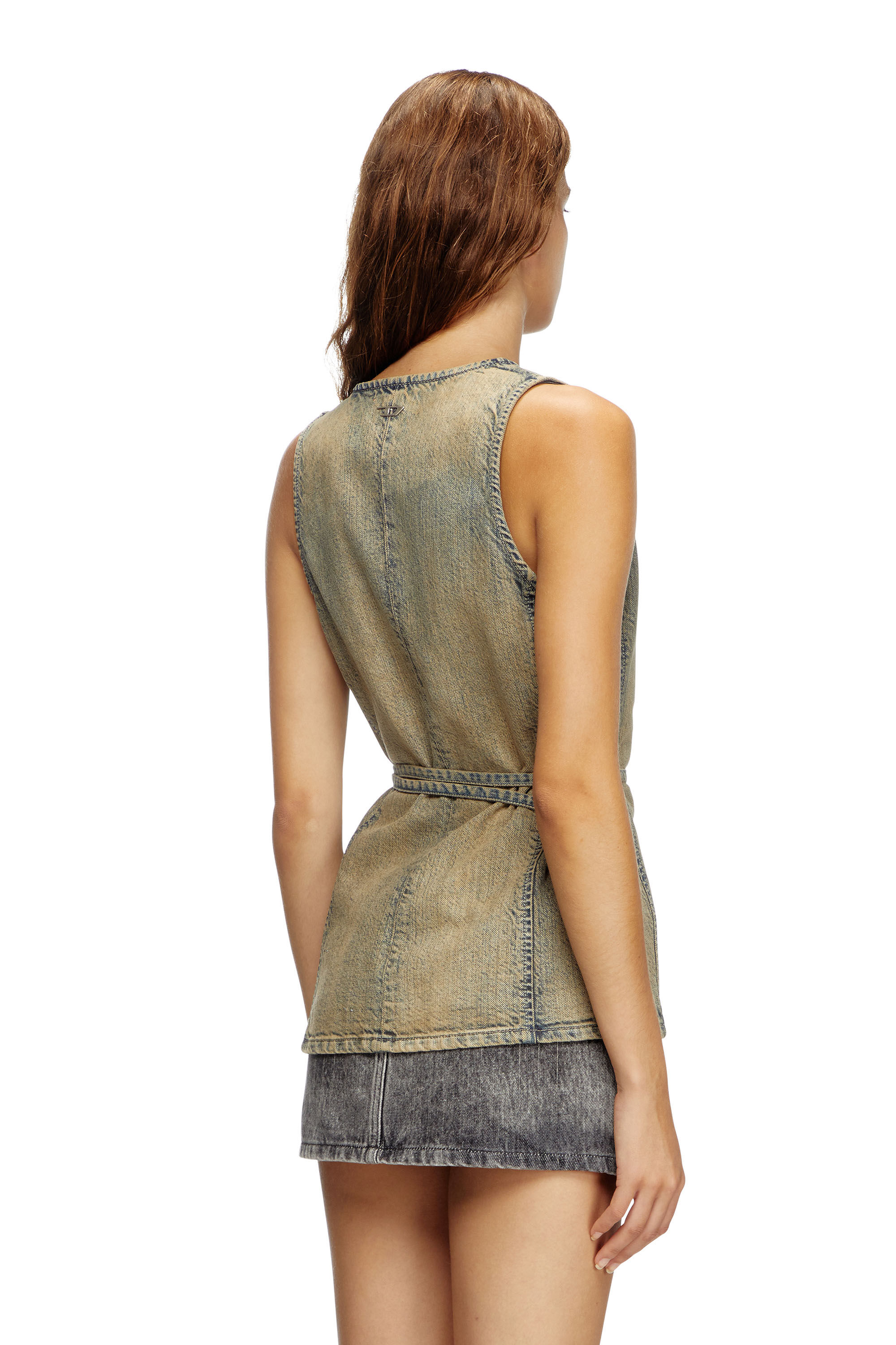 Diesel - DE-VERN, Female's Wrap top in gold-brush denim in ミディアムブルー - 4