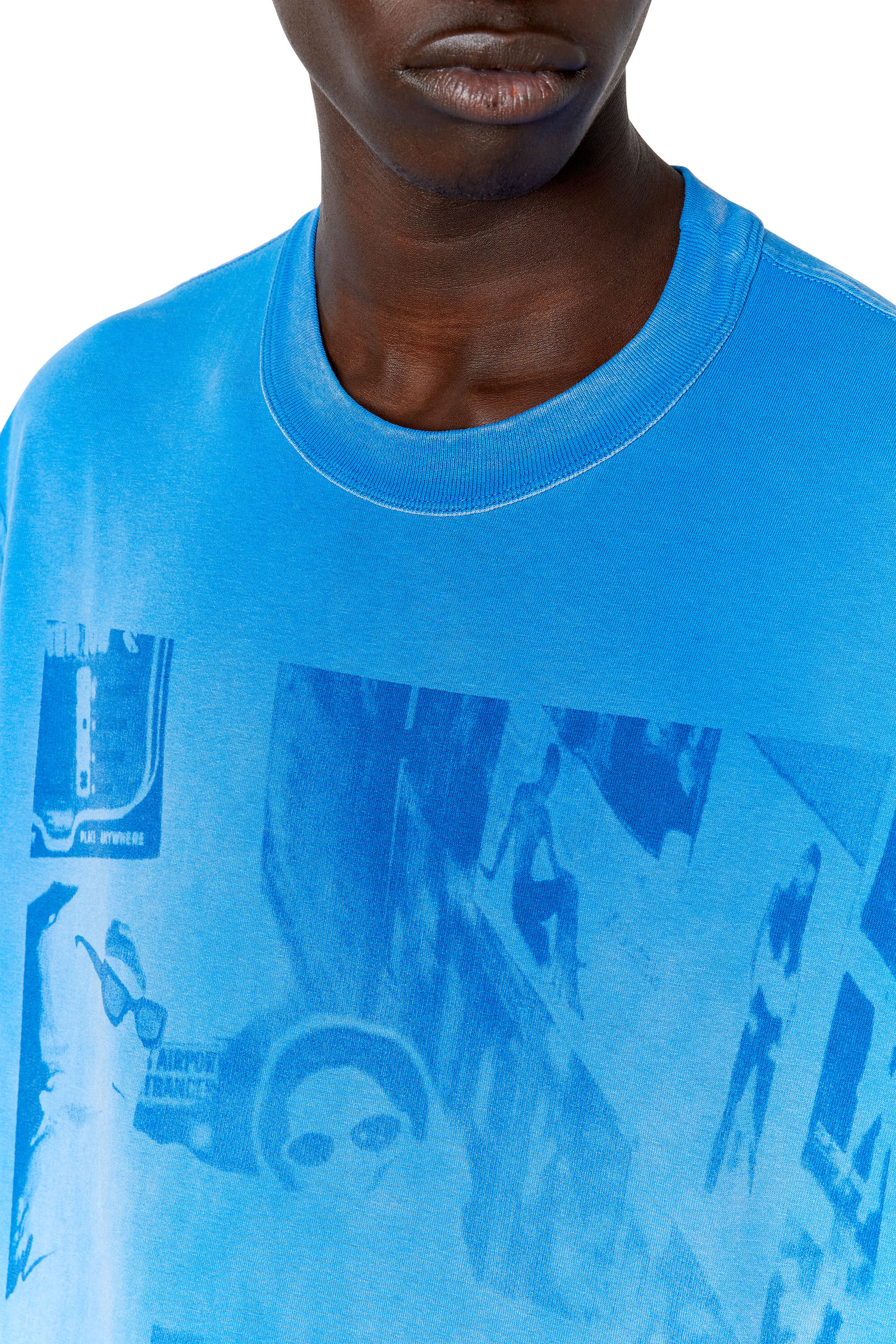 Diesel - T-CRANE-LS-G5, Male's フォトプリント 長そで Tシャツ in ブルー - 4