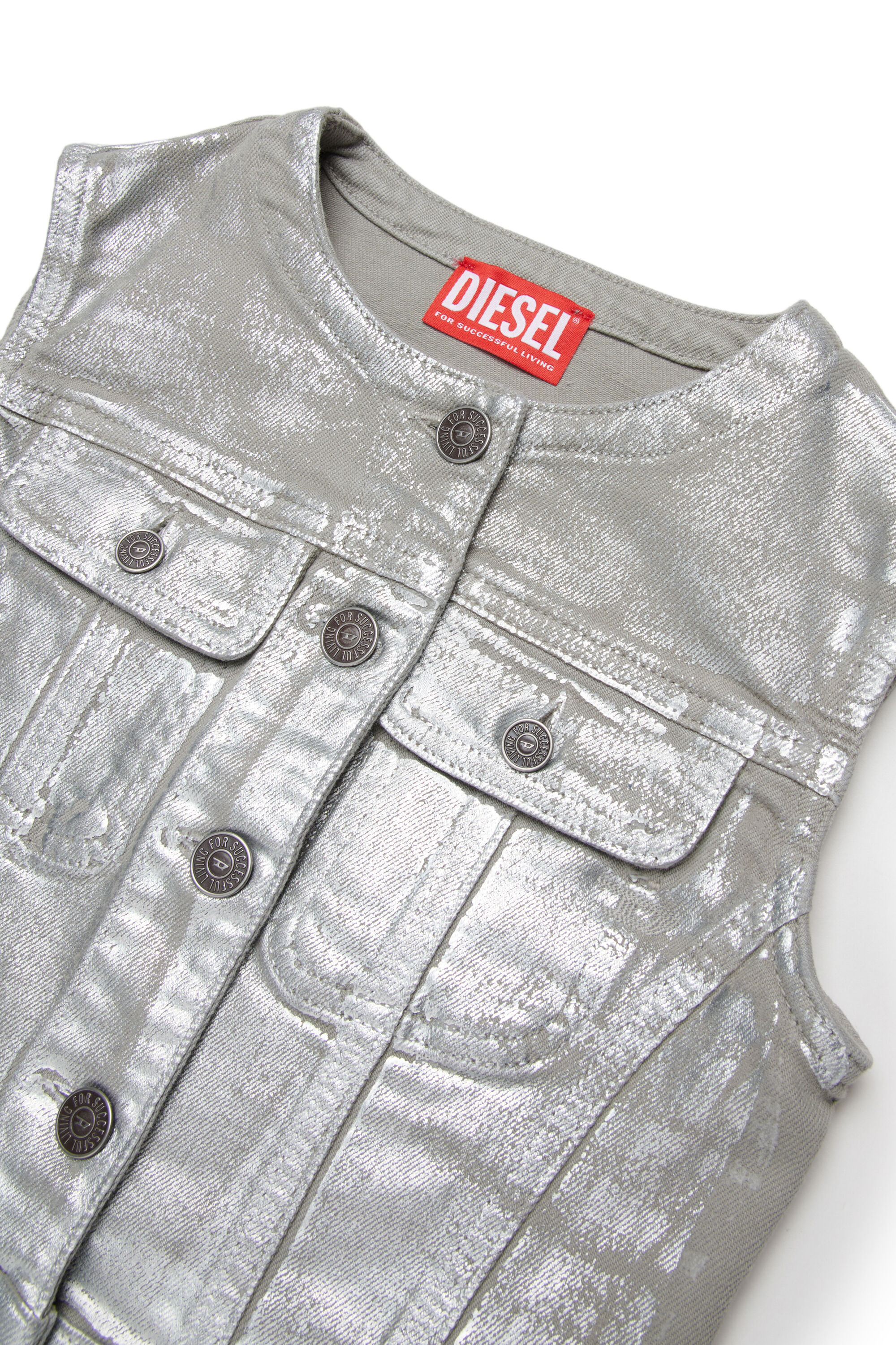 Diesel - JSLIMMY-SM-SP-J, Female's デニムスリーブレスジャケット in シルバー - 3