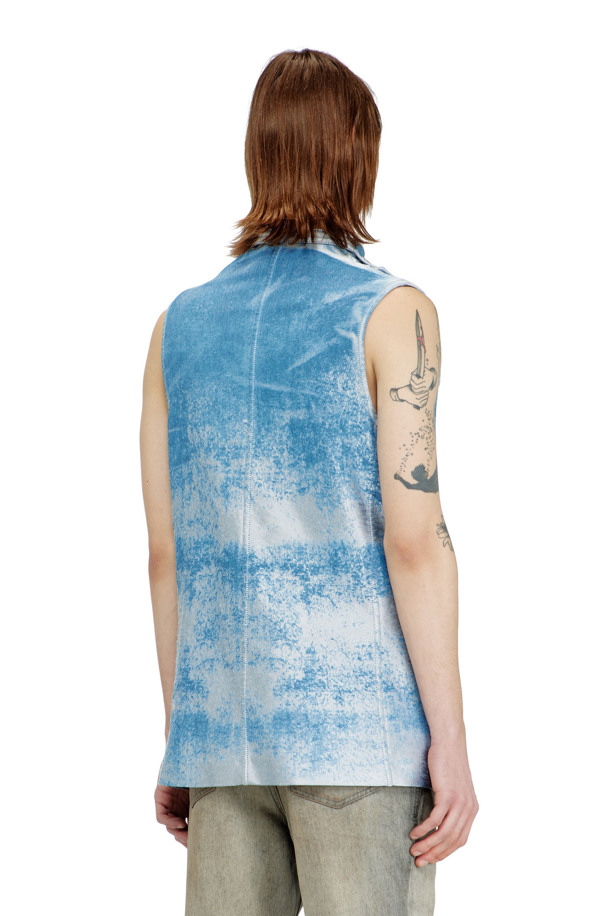 Diesel - D-LORMIL-FSI, Male's Sleeveless vest in coloured satin denim in null - 5