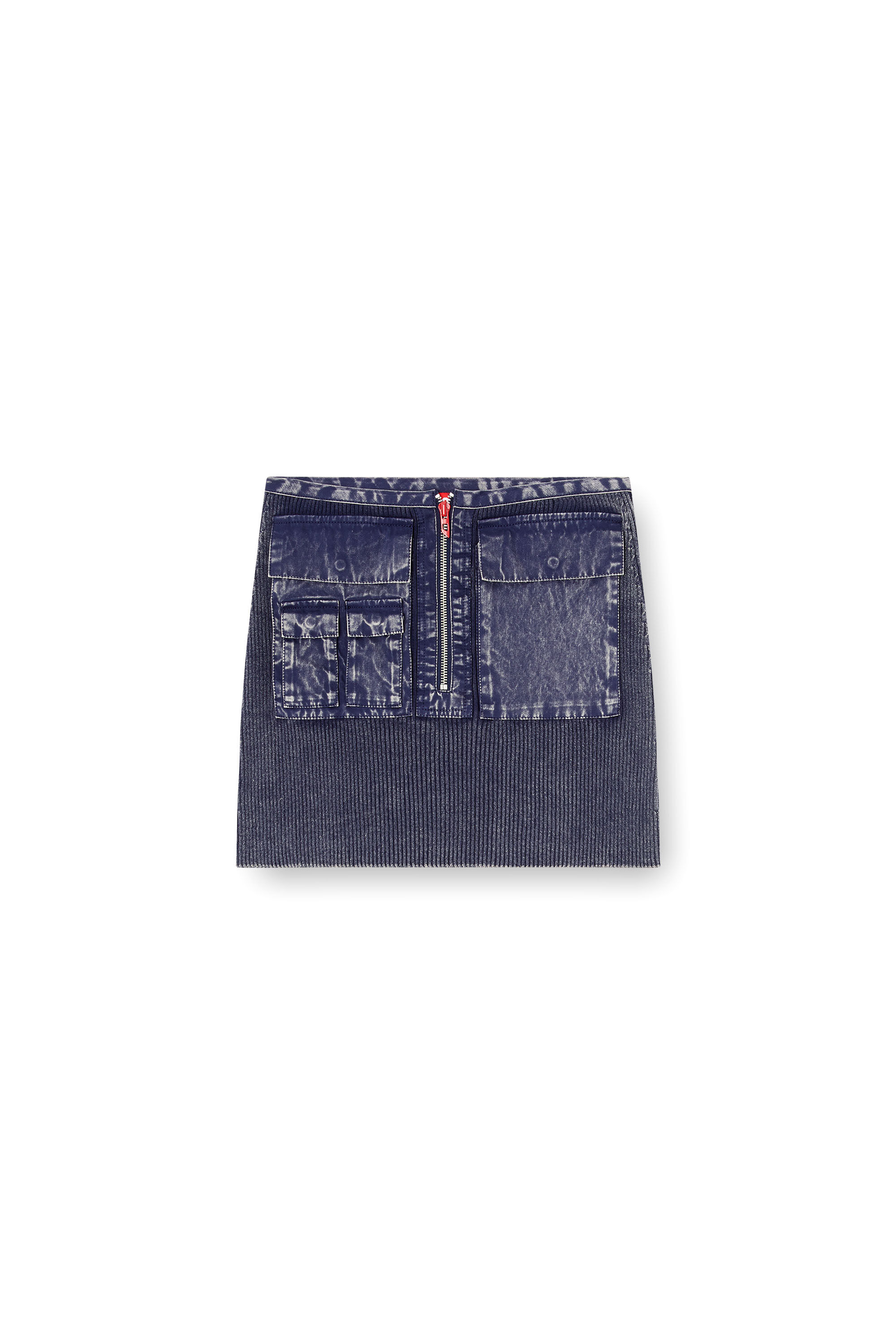 【人気商品, 芸能人着用アイテム】Diesel M-Meryn スカート M-MERYN-SHORT Ribbed mini skirt with cargo pockets｜ブラック