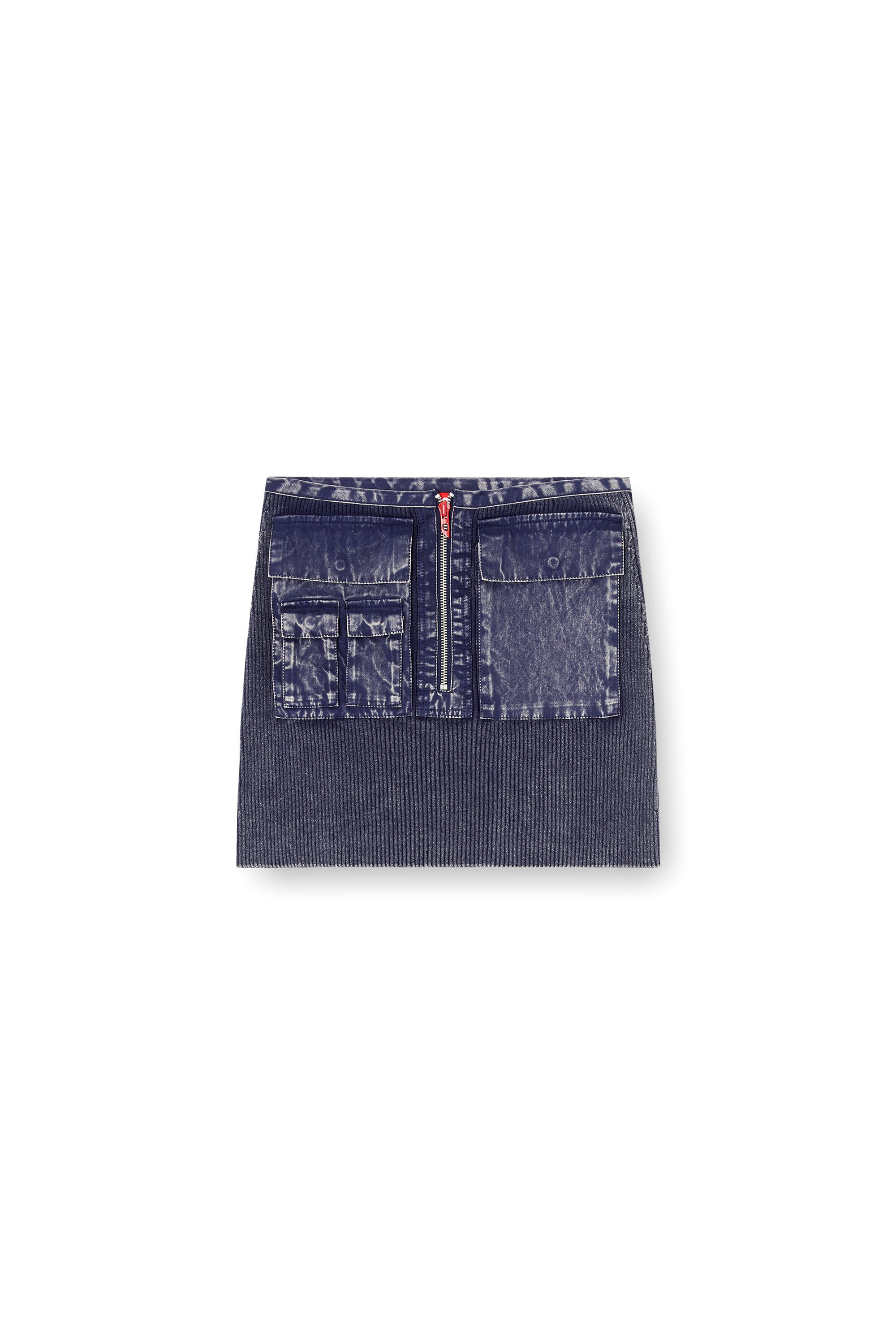 Diesel - M-MERYN-SHORT, Female's Ribbed mini skirt with denim treatment in ブルー - 2