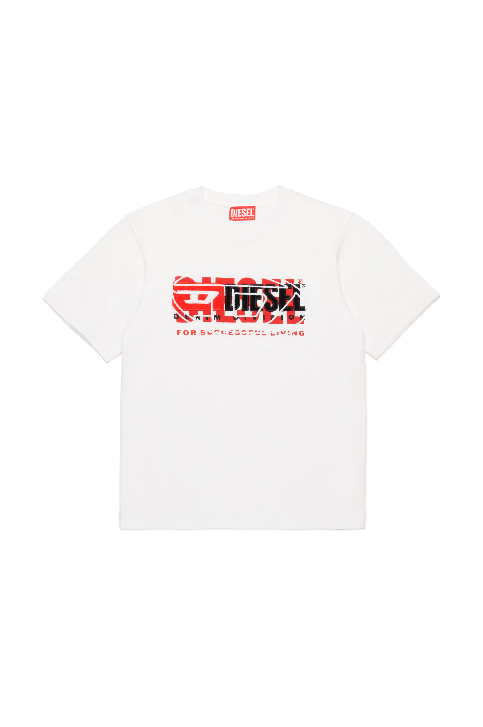 Diesel - TBOXT OVER, Male's T-shirt with superimposed logos in ホワイト - 1