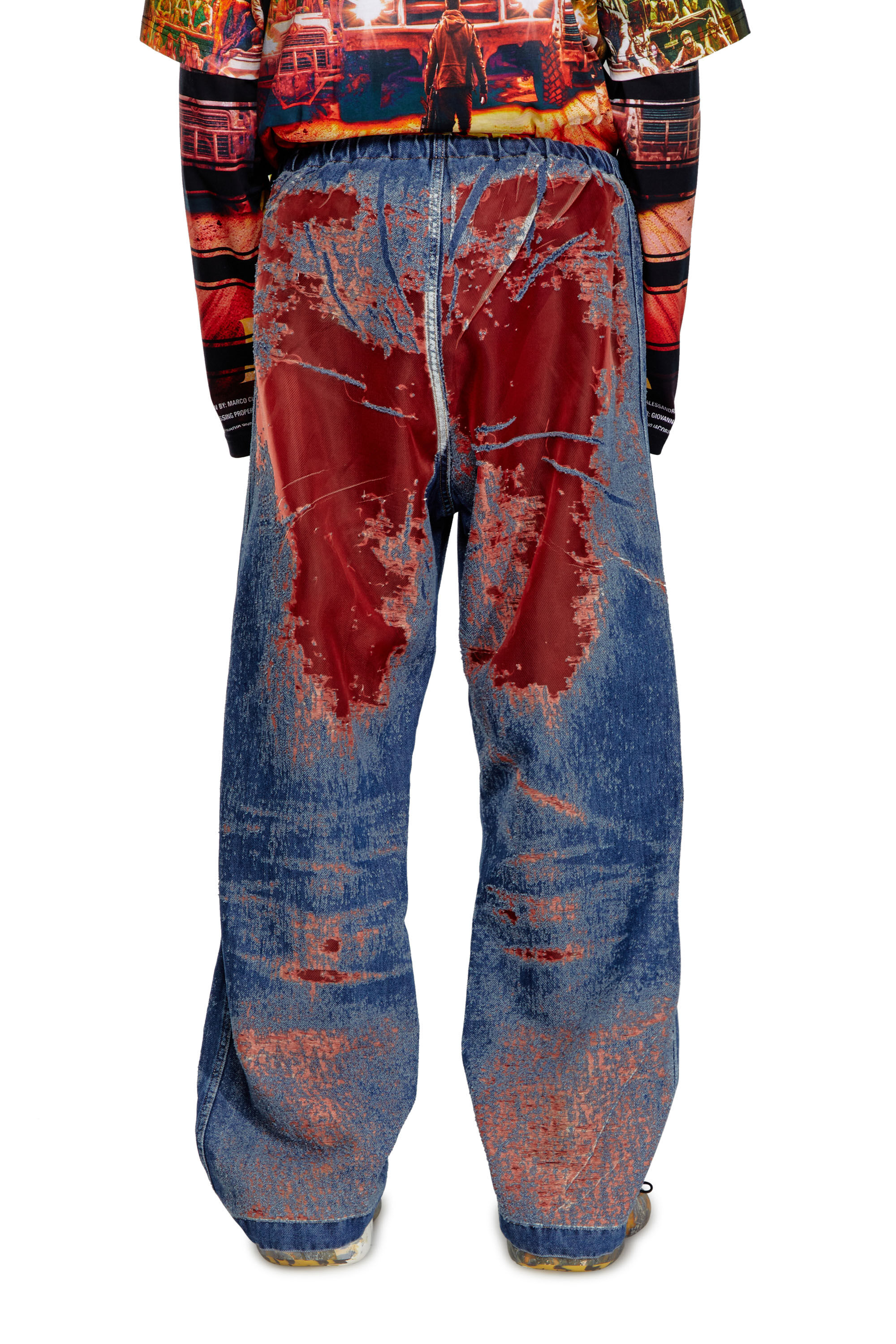 Diesel - Male's Relaxed Jeans D-Martial 068MI, ブルー/レッド - 4
