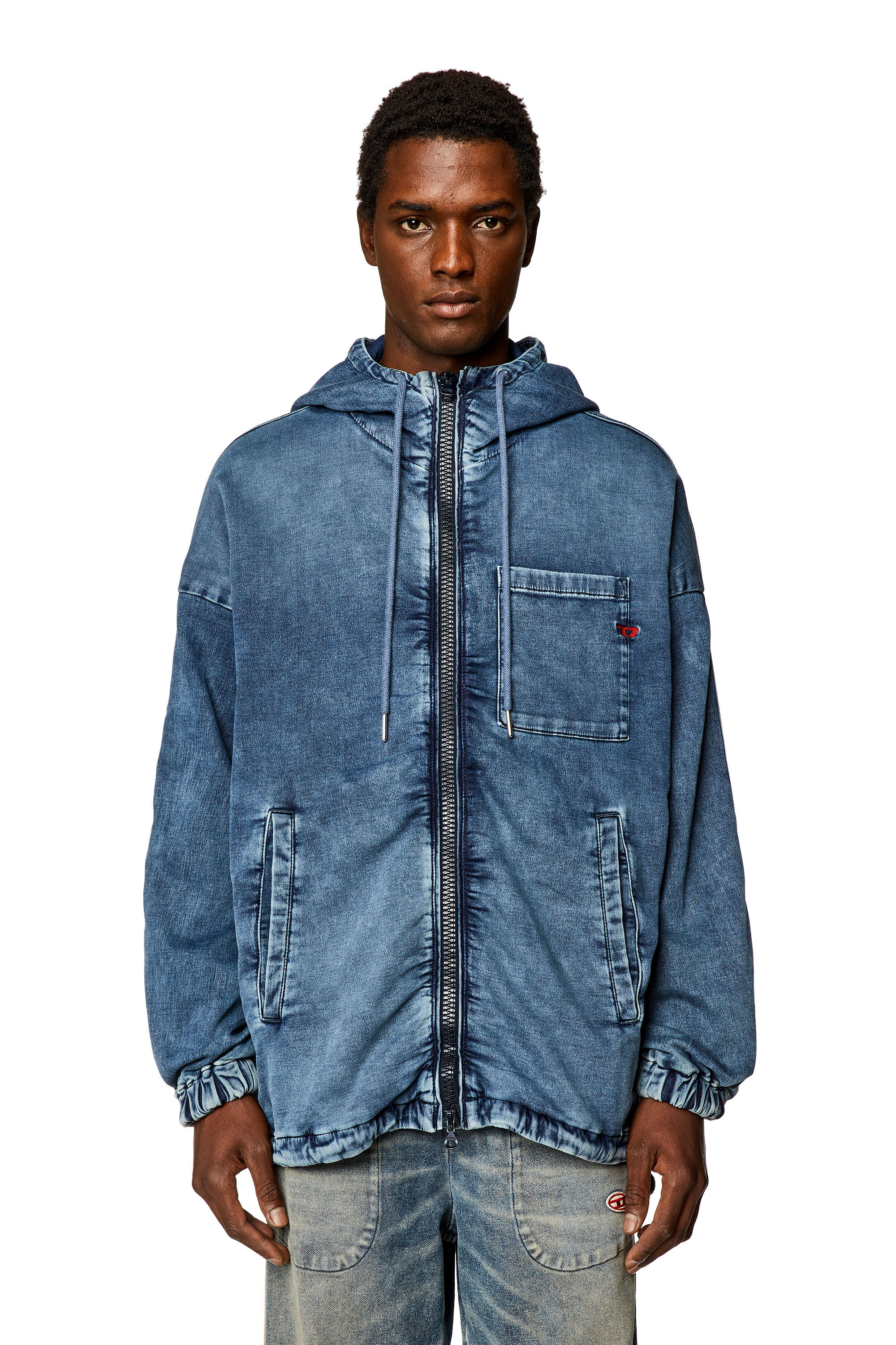 D-HENNES-B JOGG デニムジャケットフーディー｜ブルー｜メンズ｜DIESEL