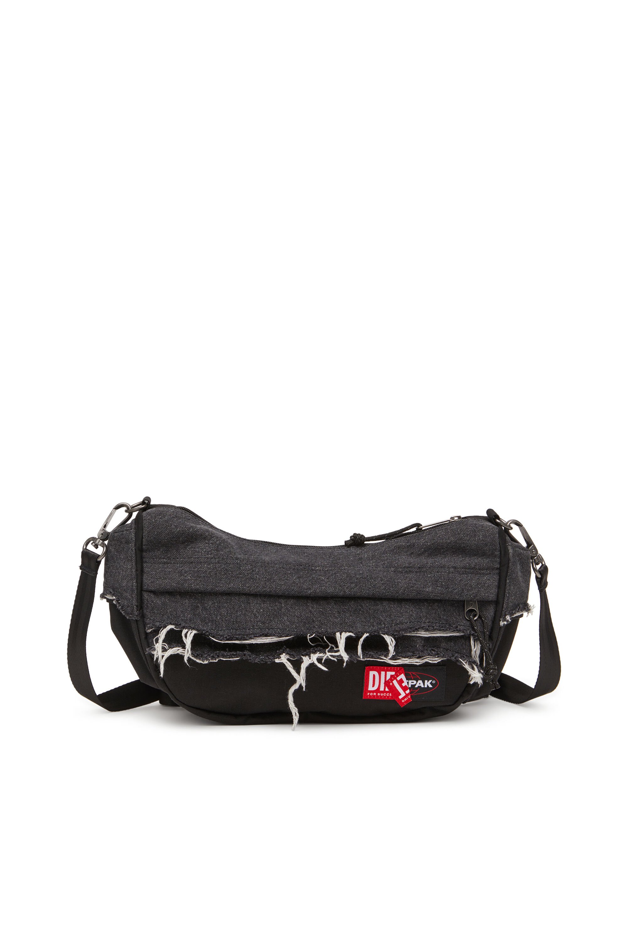 Diesel - DIESEL SHOULDER BAG, Unisex's Shoulder bag in destroyed denim and CORDURA® in ブラック - 2