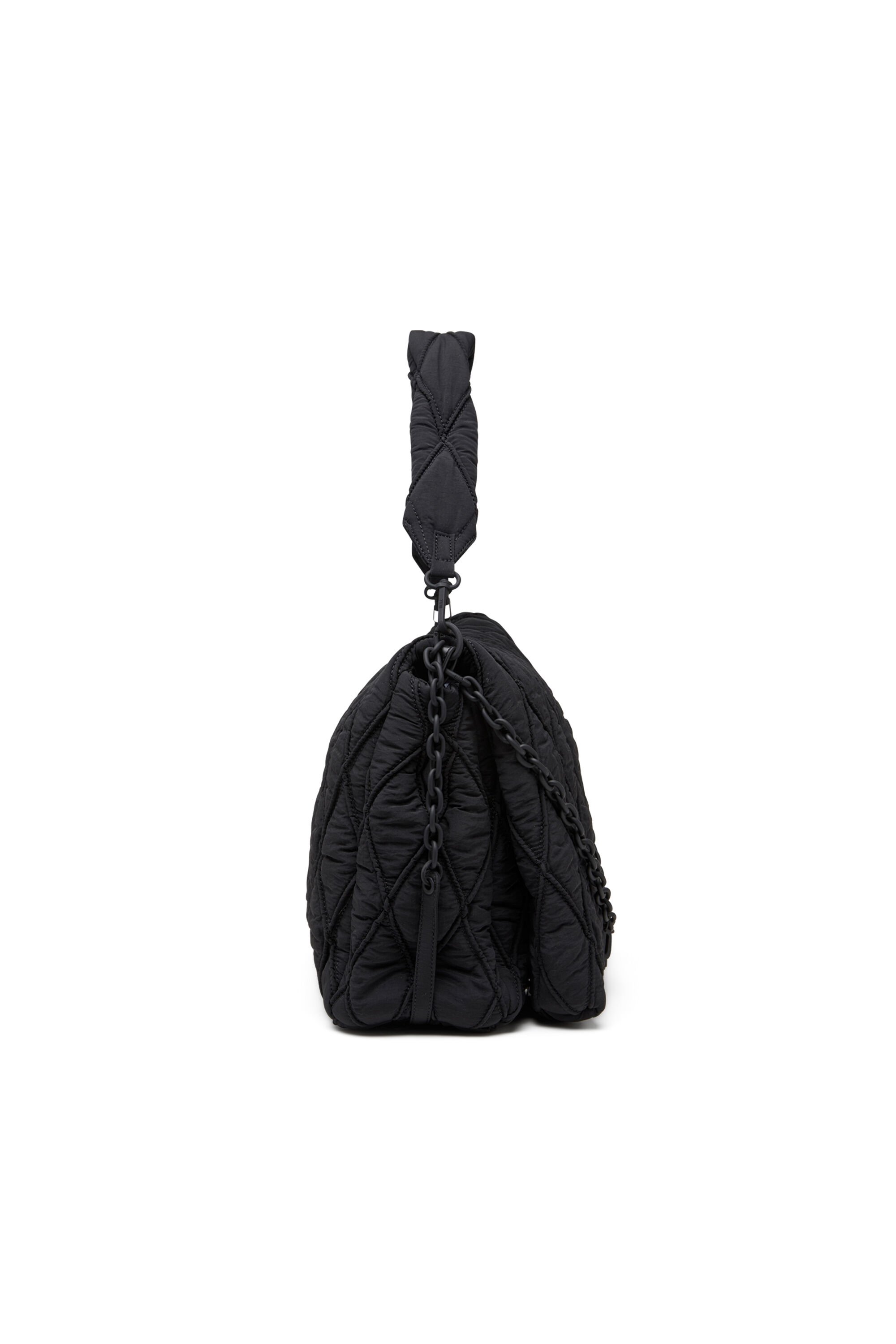 Diesel - CHARM-D SHOULDER L, Female's Charm-D L-Shoulder bag in quilted washed nylon in ブラック - 4