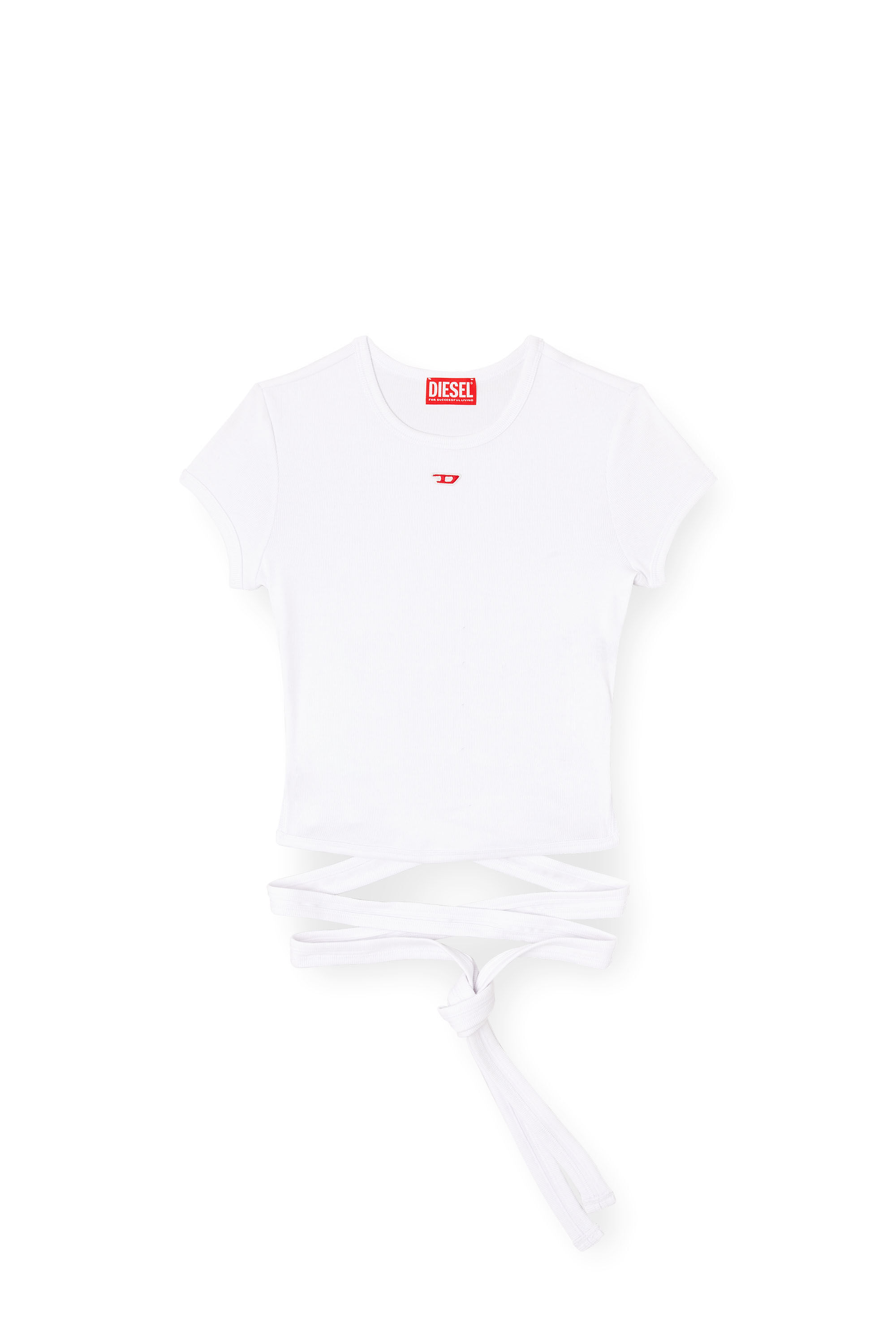 Diesel - T-BUNNY-TAIL, Female's T-shirt with wrap ties in ホワイト - 2
