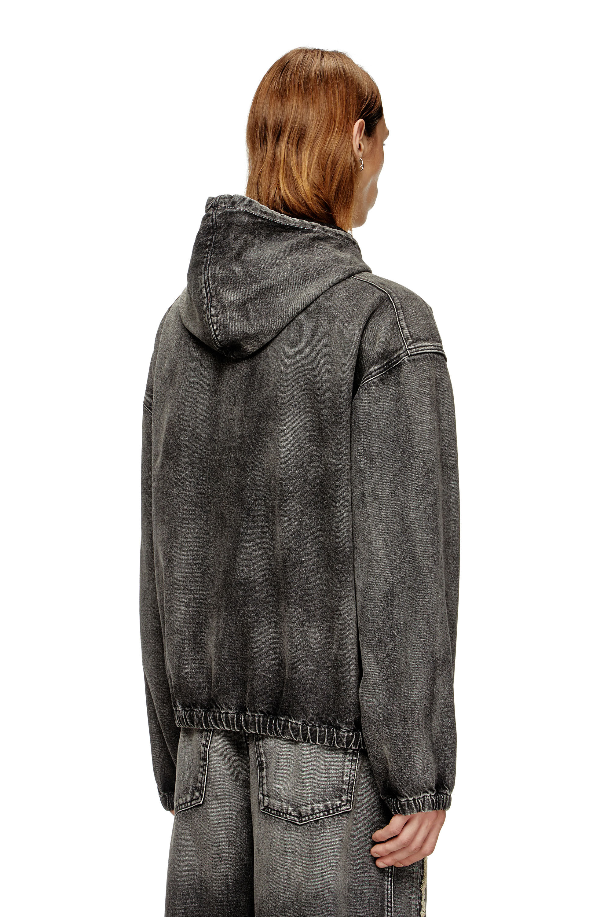 THUGJACK Hooded jacket in faded denim｜ブラック｜ウィメンズ｜DIESEL