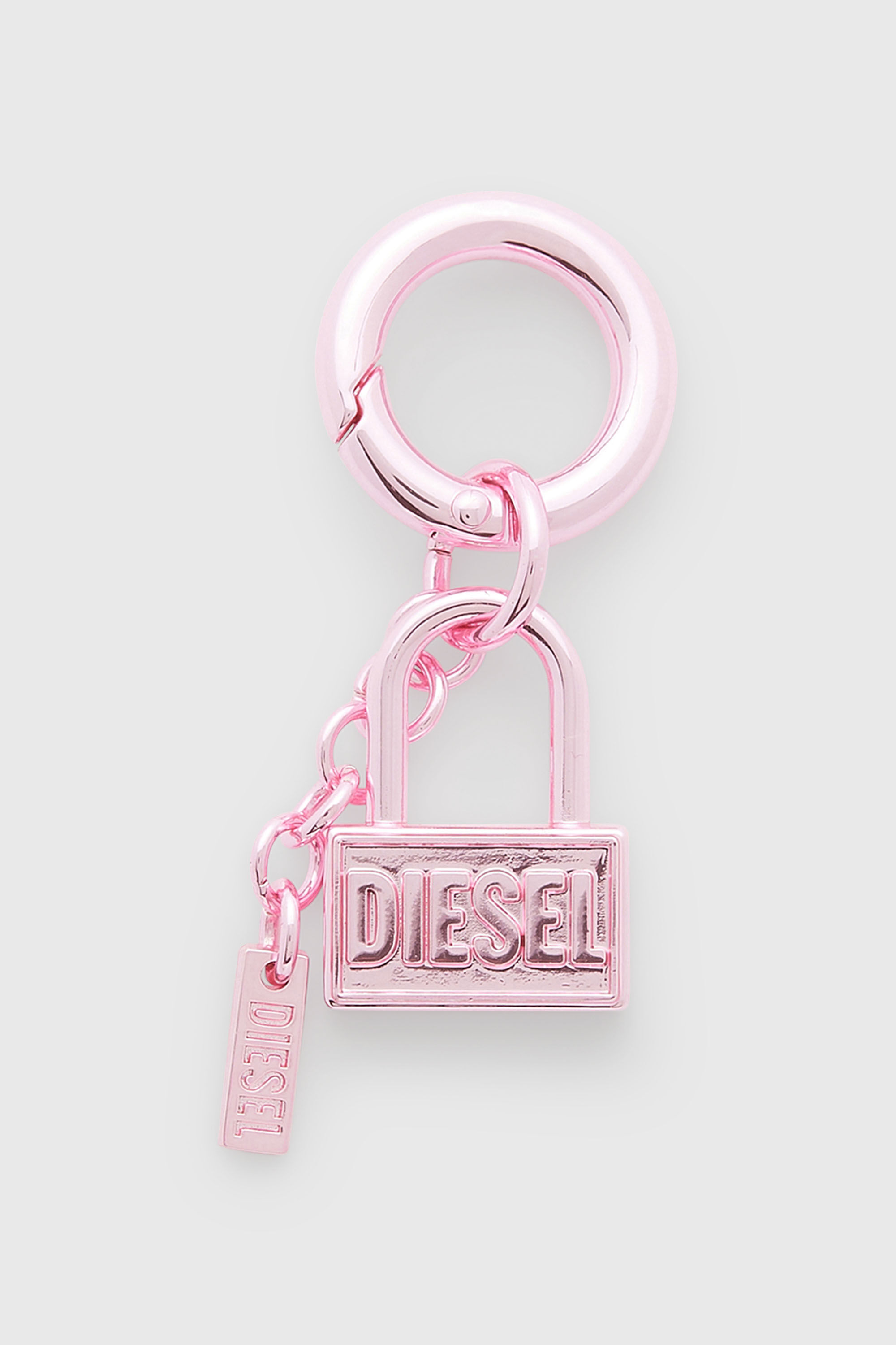 Diesel - CHARM-LOCK, Unisex's Metal keyring charm with padlock design in ピンク / ホワイト - 1