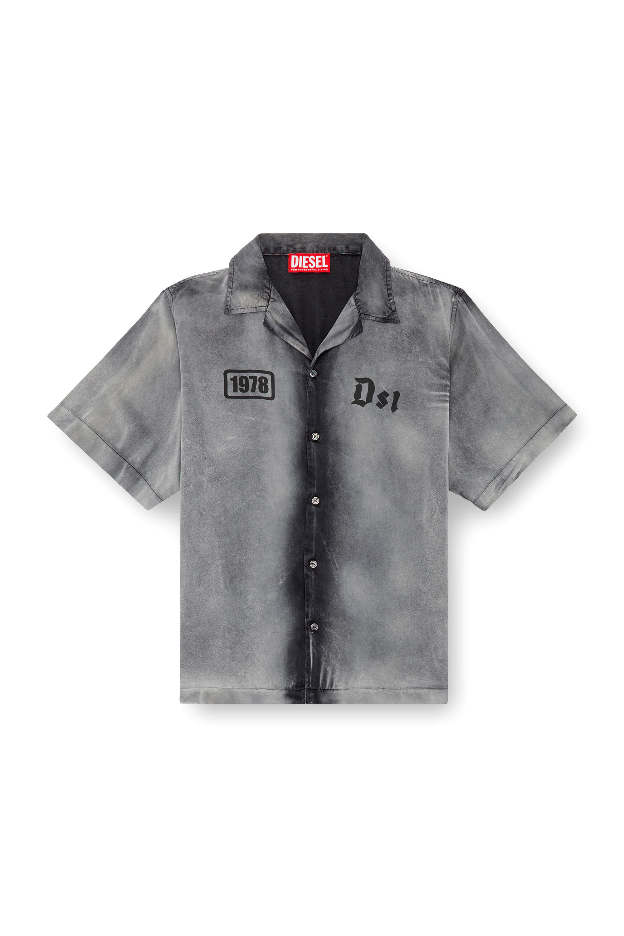 S-GHENT Bowling shirt with faded effect｜グレー｜メンズ｜DIESEL