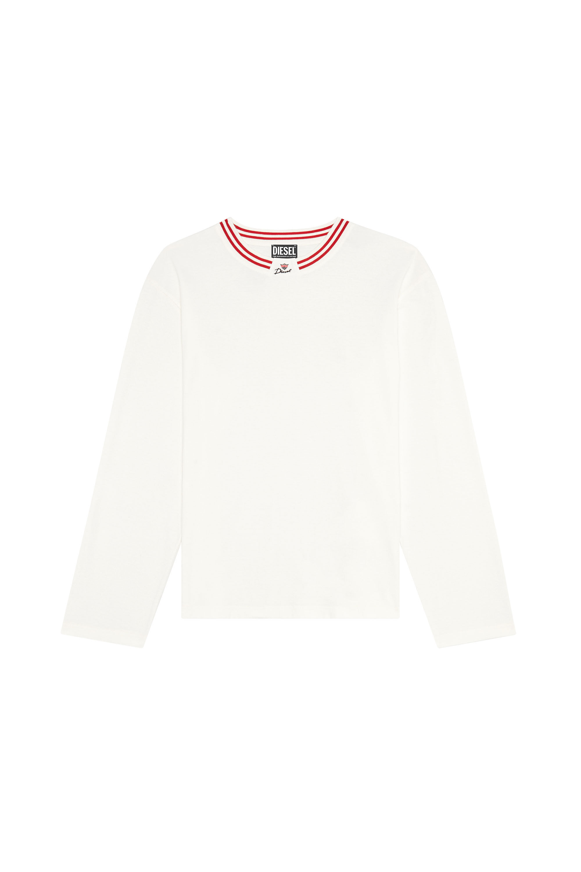 Diesel - T-CRAW, Male's Tシャツ 長袖 クラウン ロゴ ルーズフィット in ホワイト - 2