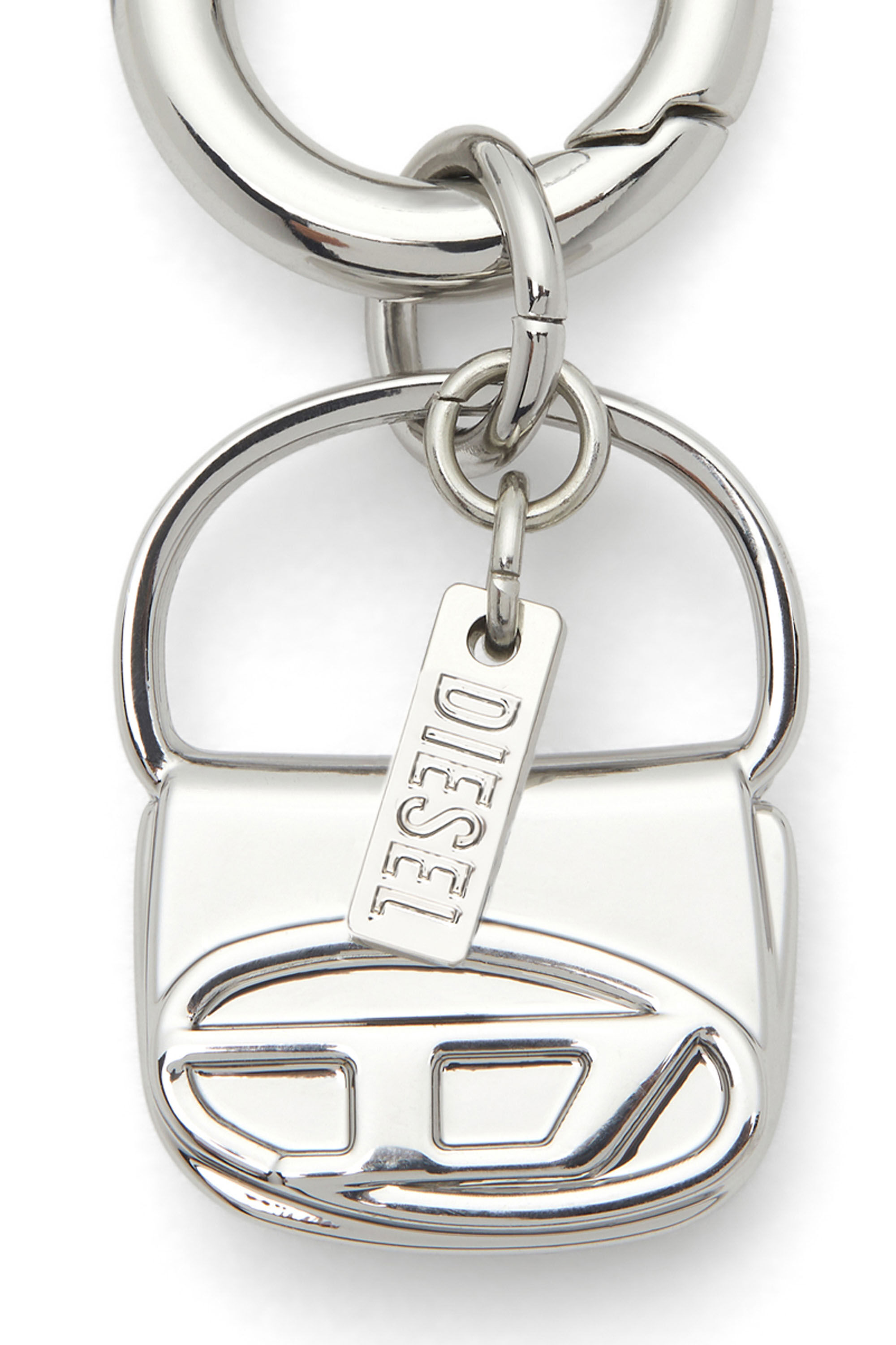 DIESEL キーホルダー シルバー メタル CHARM-1DR Metal charm with mini 1DR charm｜シルバー｜ウィメンズ