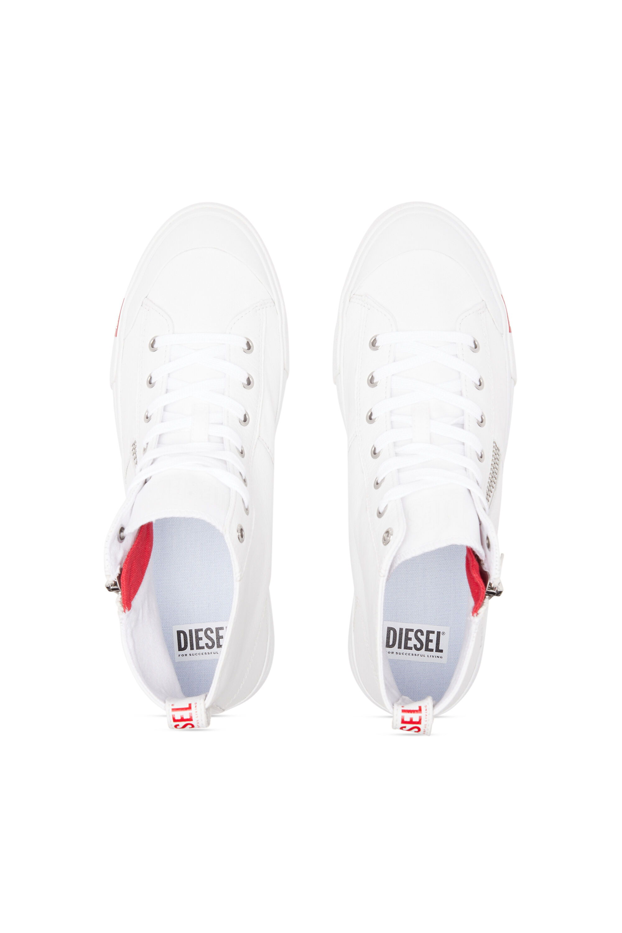Diesel - S-ATHOS ZIP, Male's S-Athos Zip-High-top sneakers in premium leather in ホワイト - 5