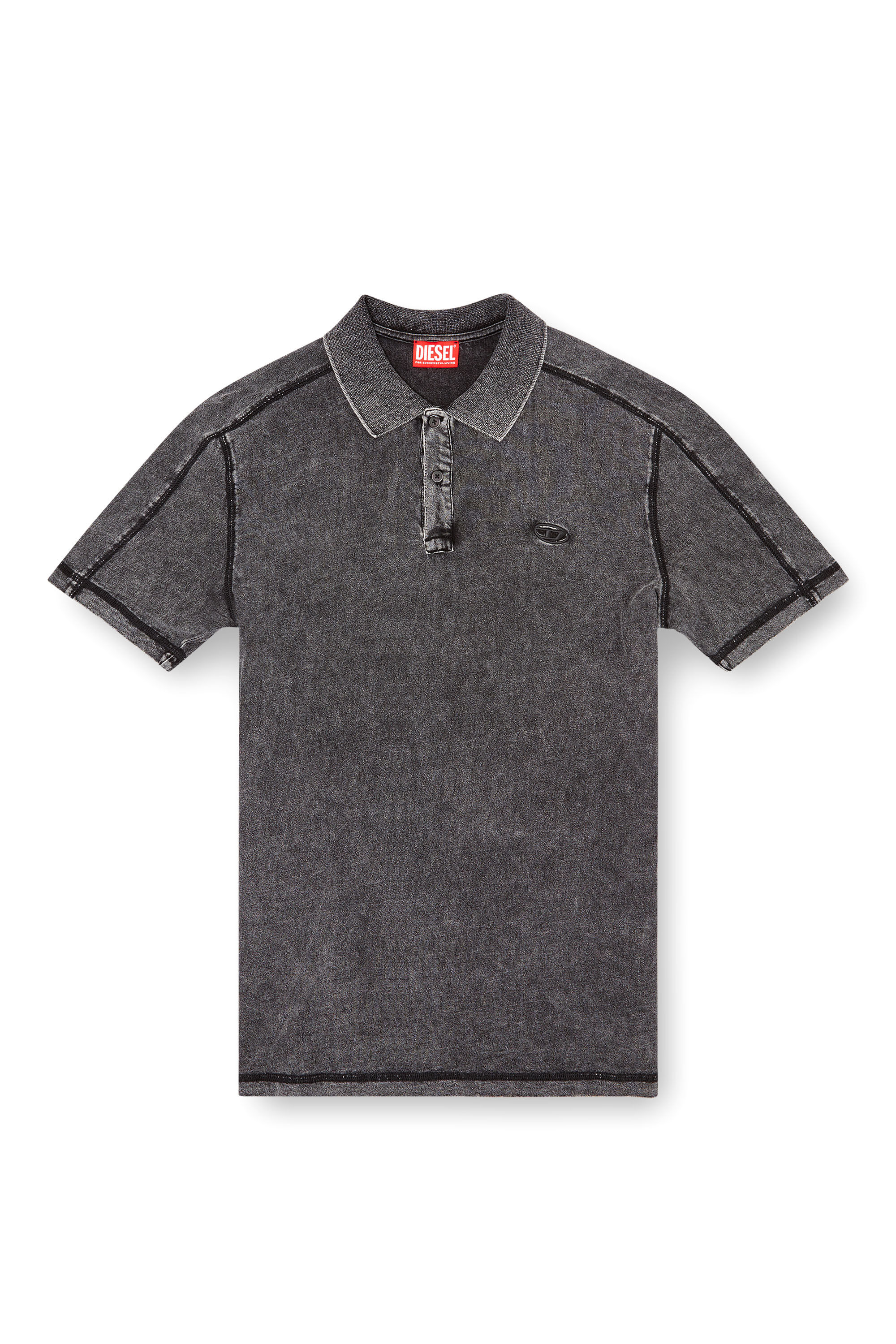 Diesel - T-SWIND-R1, Male's Denim-look polo shirt in ブラック - 2