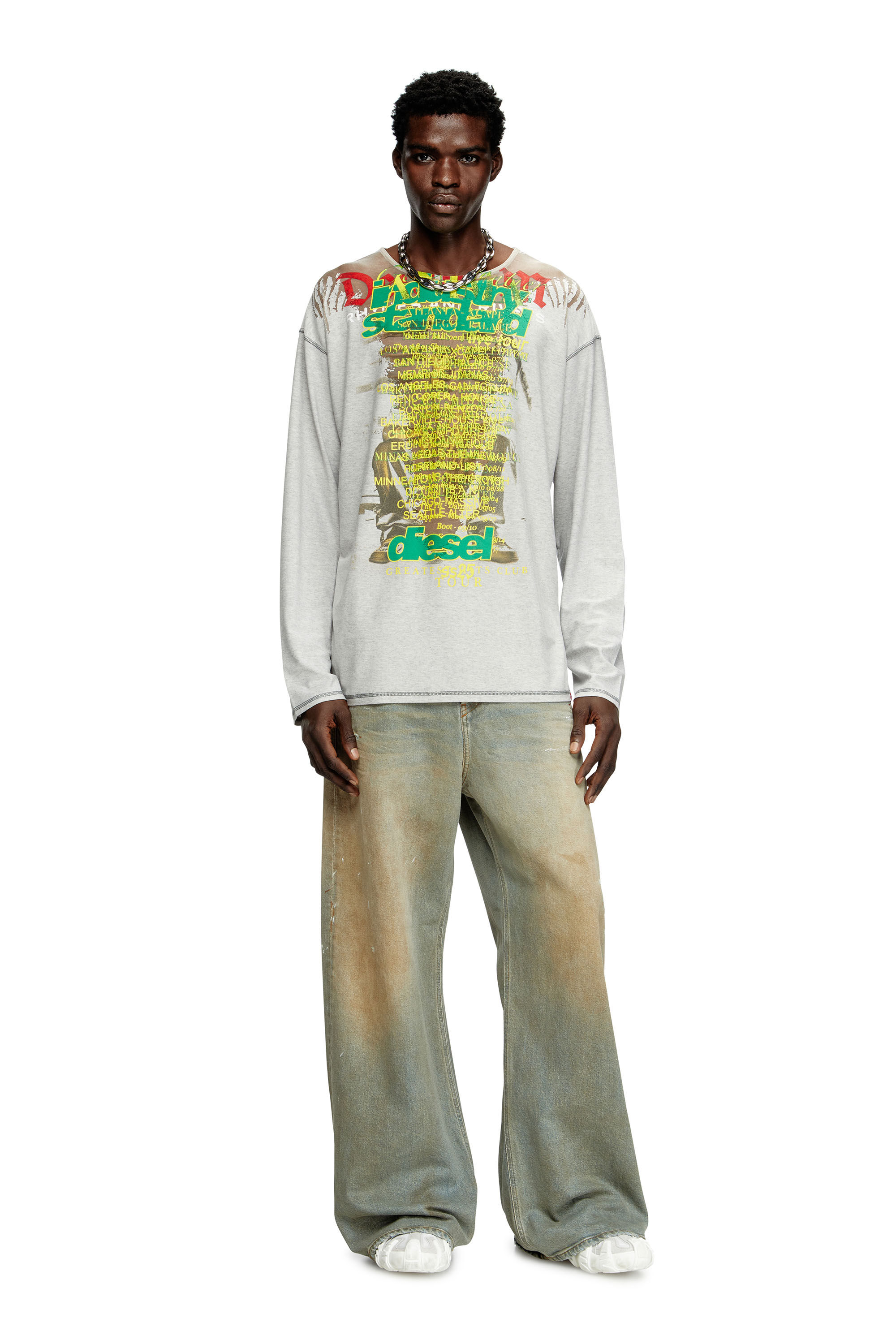 Diesel - T-JERRY-B, Unisex's Long-sleeve T-shirt with lyrics print in グレー - 1