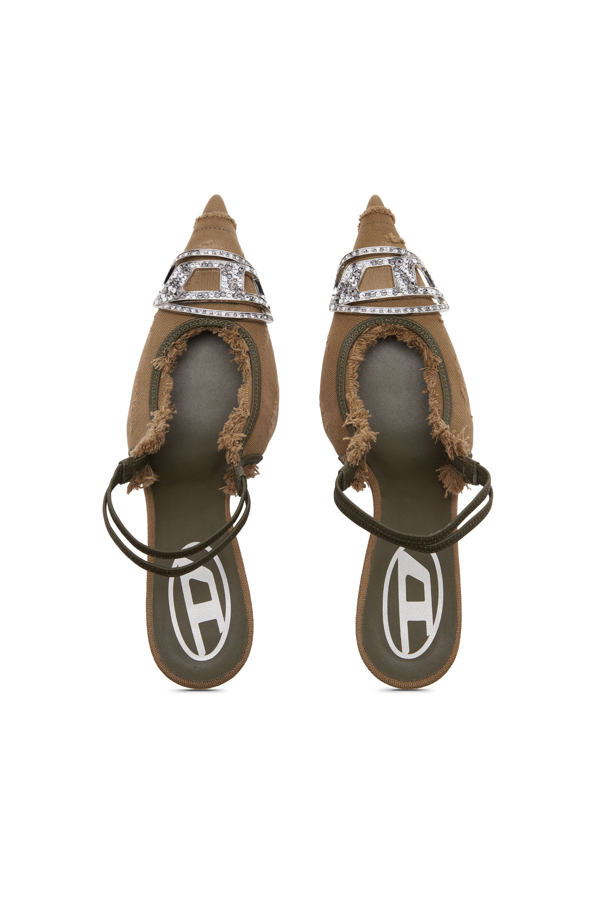 Diesel - D-VENUS SB, Female's D-Venus-Slingback pumps in distressed canvas in ミリタリーグリーン - 5