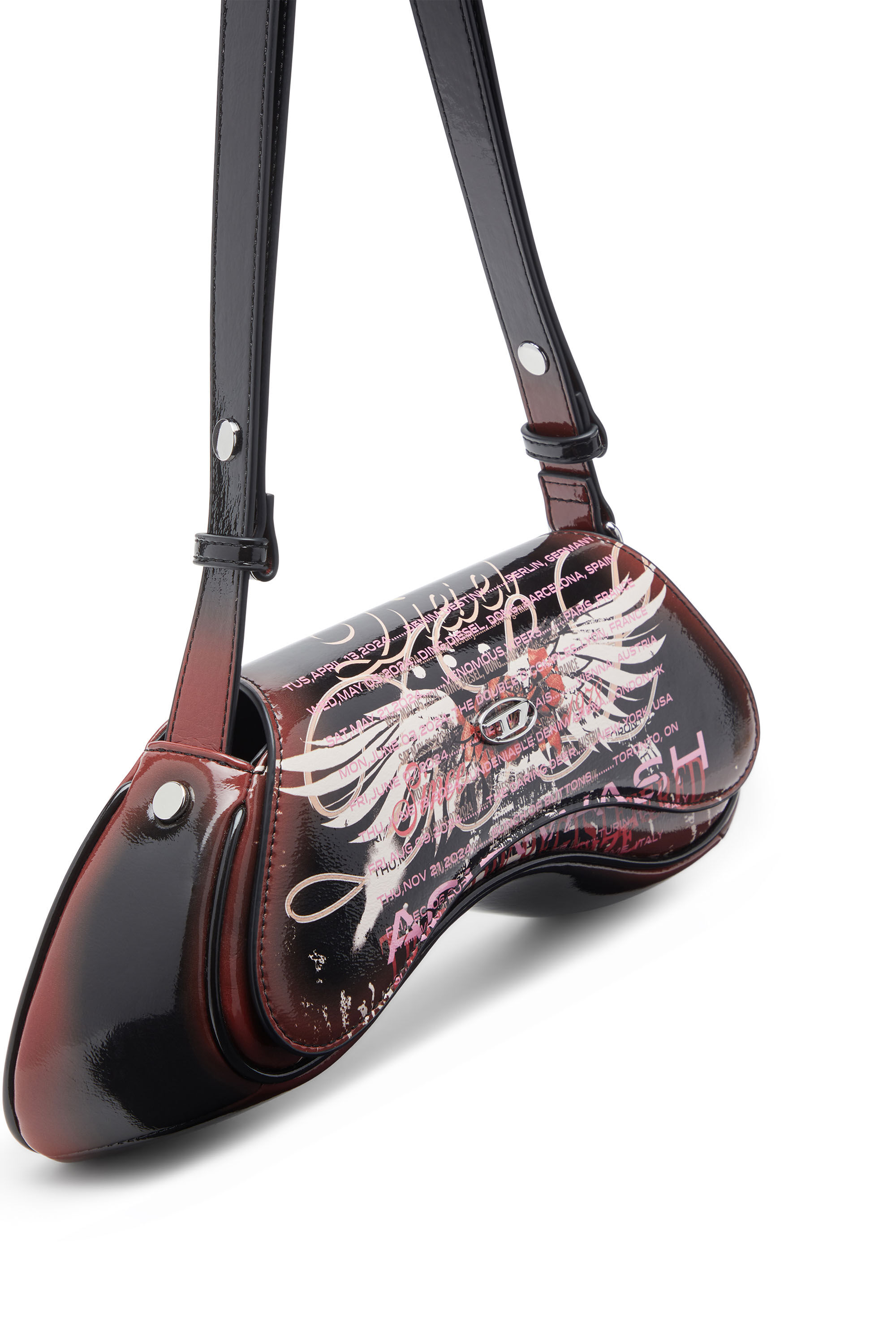 Diesel - PLAY CROSSBODY, Female's Play-Shoulder bag in printed glossy PU in ブラック/ブラウン - 6