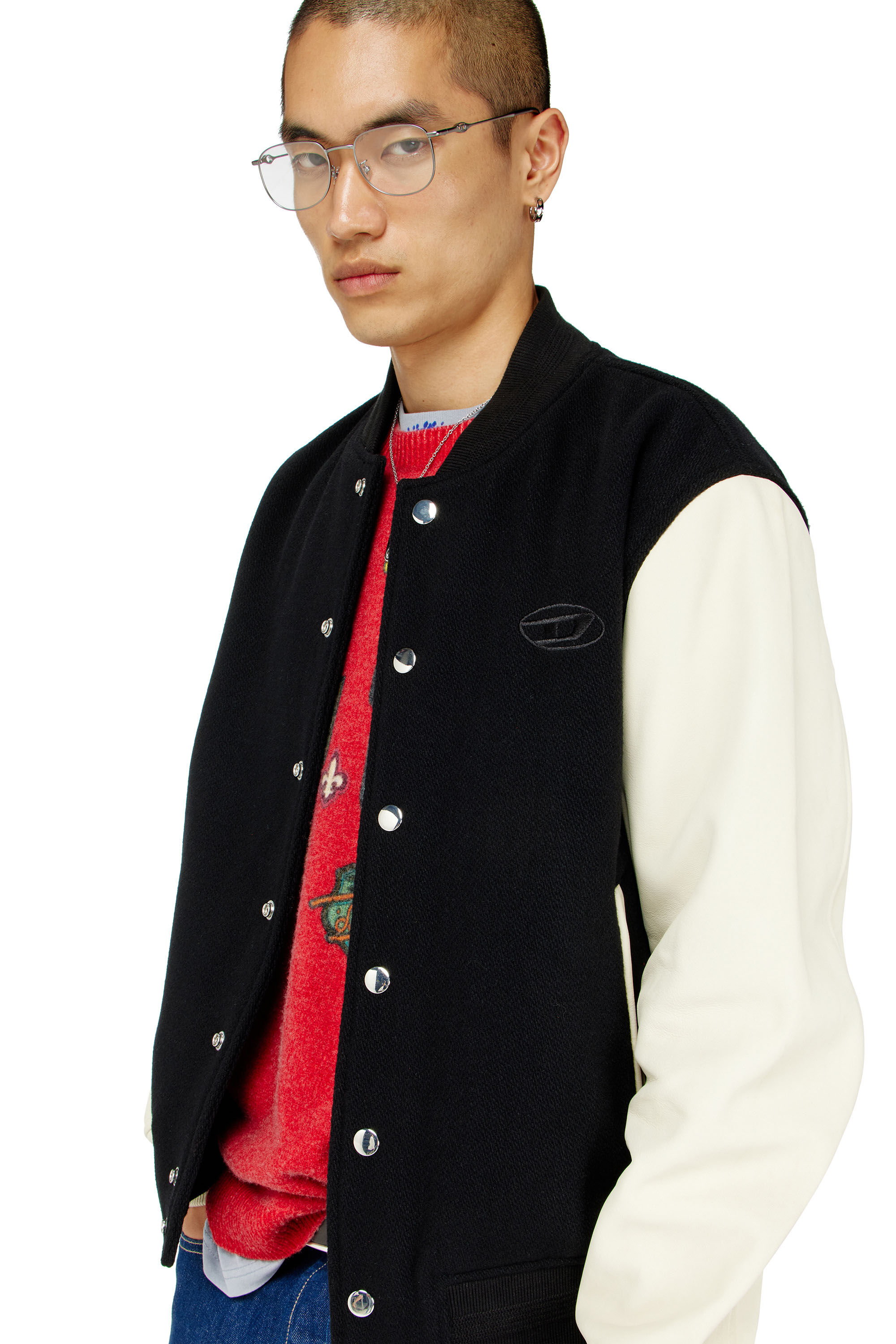 Diesel - L-ARRY-WRD, Male's ブルゾン in ブラック/ホワイト - 4