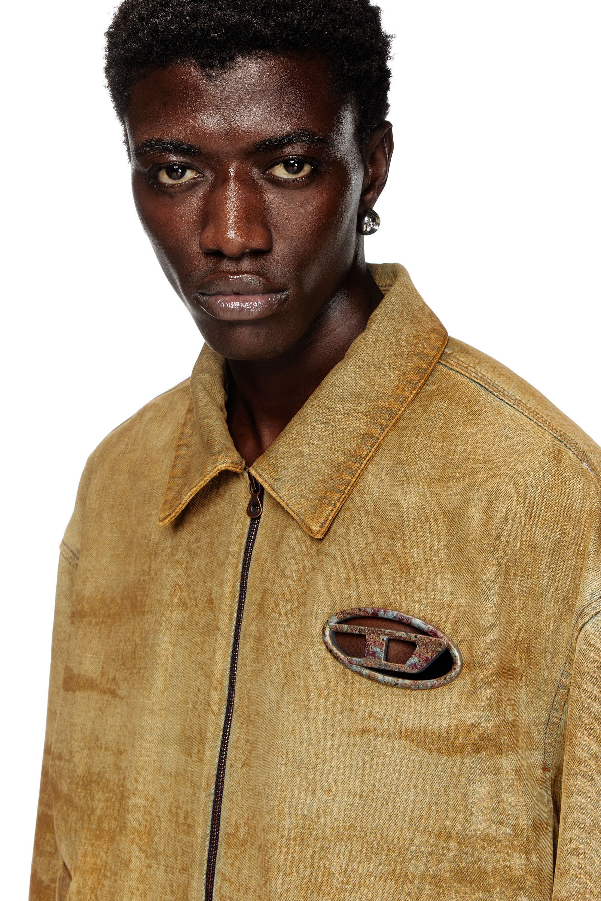 Diesel - D-STACK-FSF, Male's Padded jacket with rust-effect logo in ライトブラウン - 4
