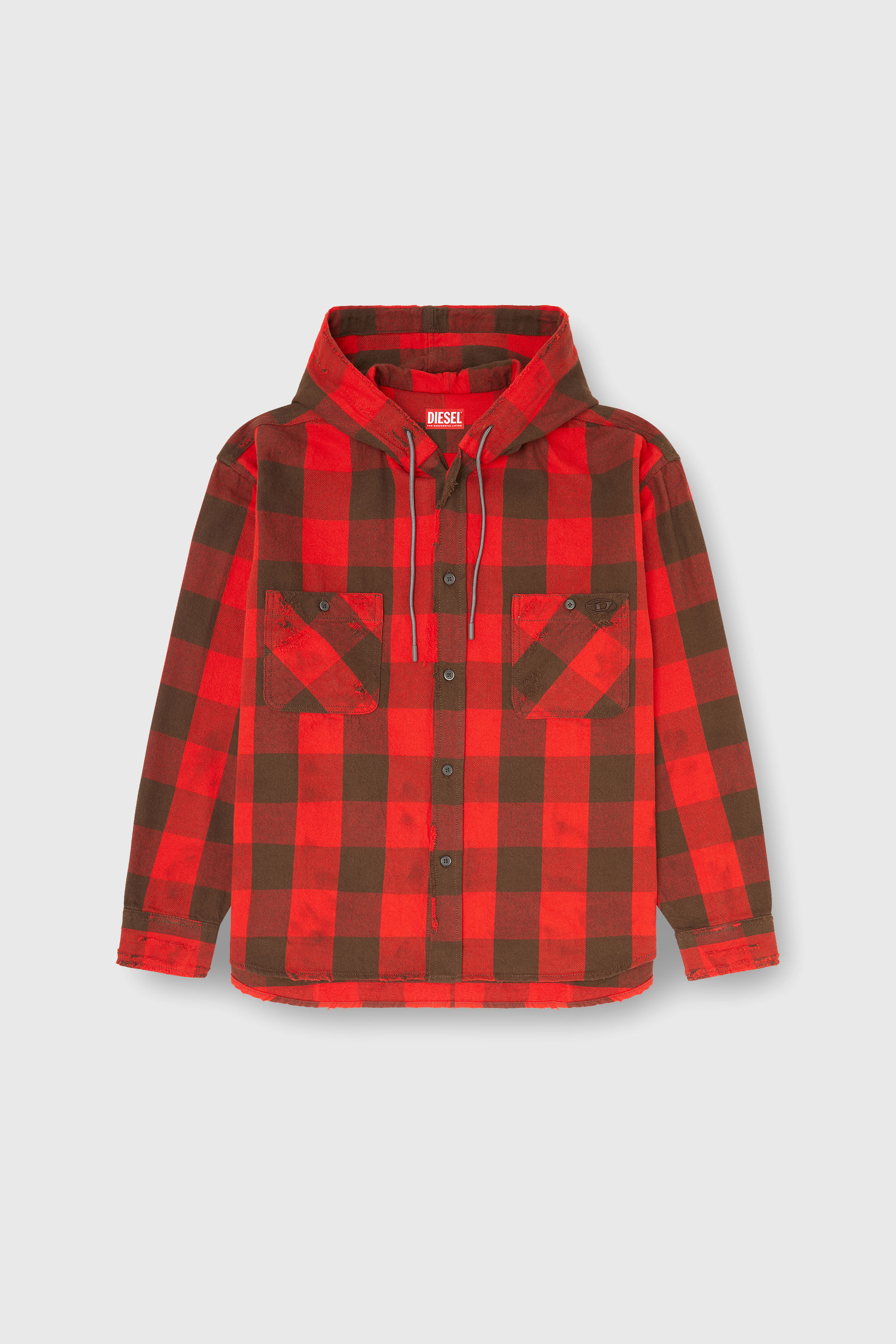 Diesel - S-DRUM-HOODY, Male's シャツ in ブラウン/レッド - 2