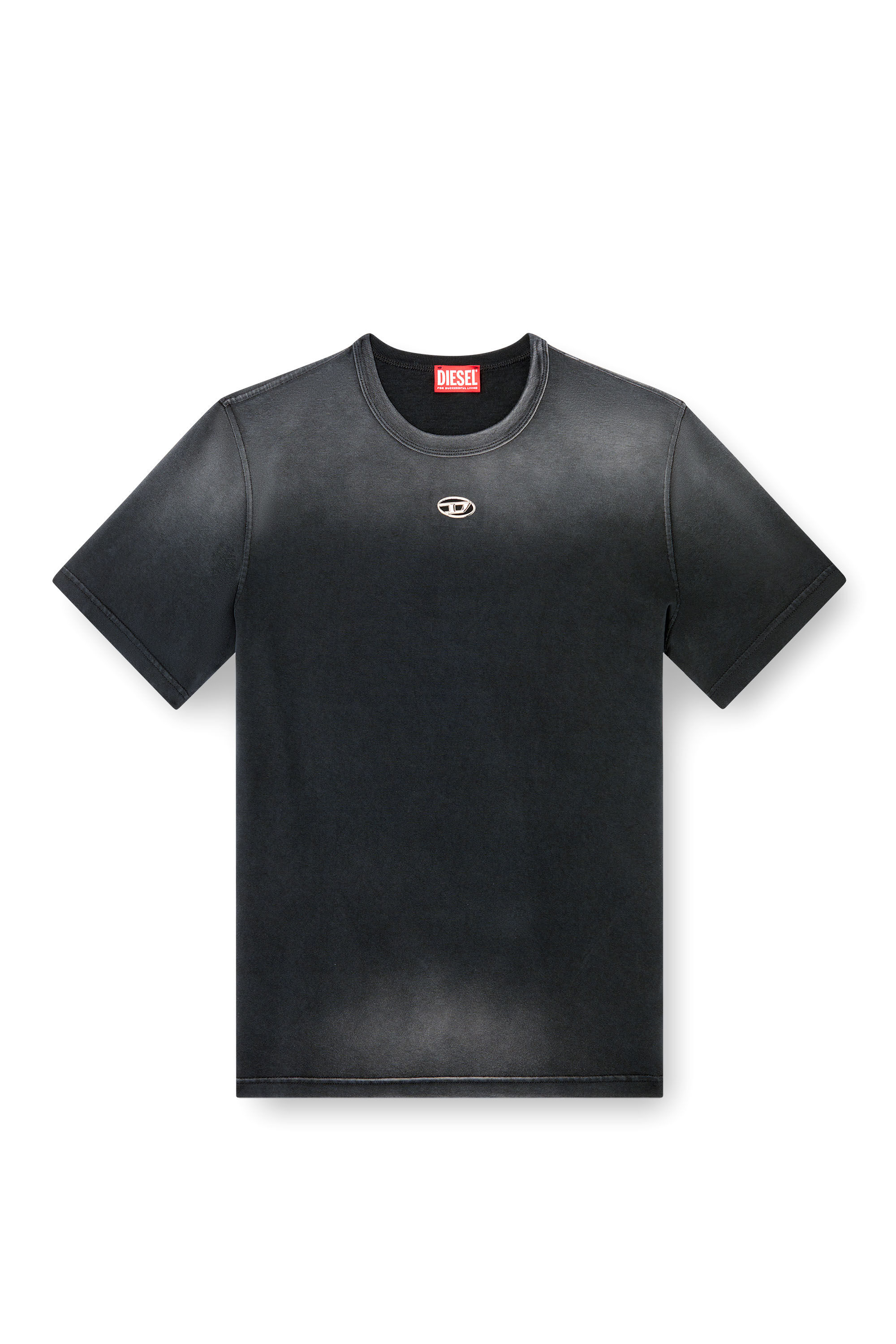 Diesel - T-ADJUST-T1, Male's Faded T-shirt with cut-out Oval D in ブラック - 2