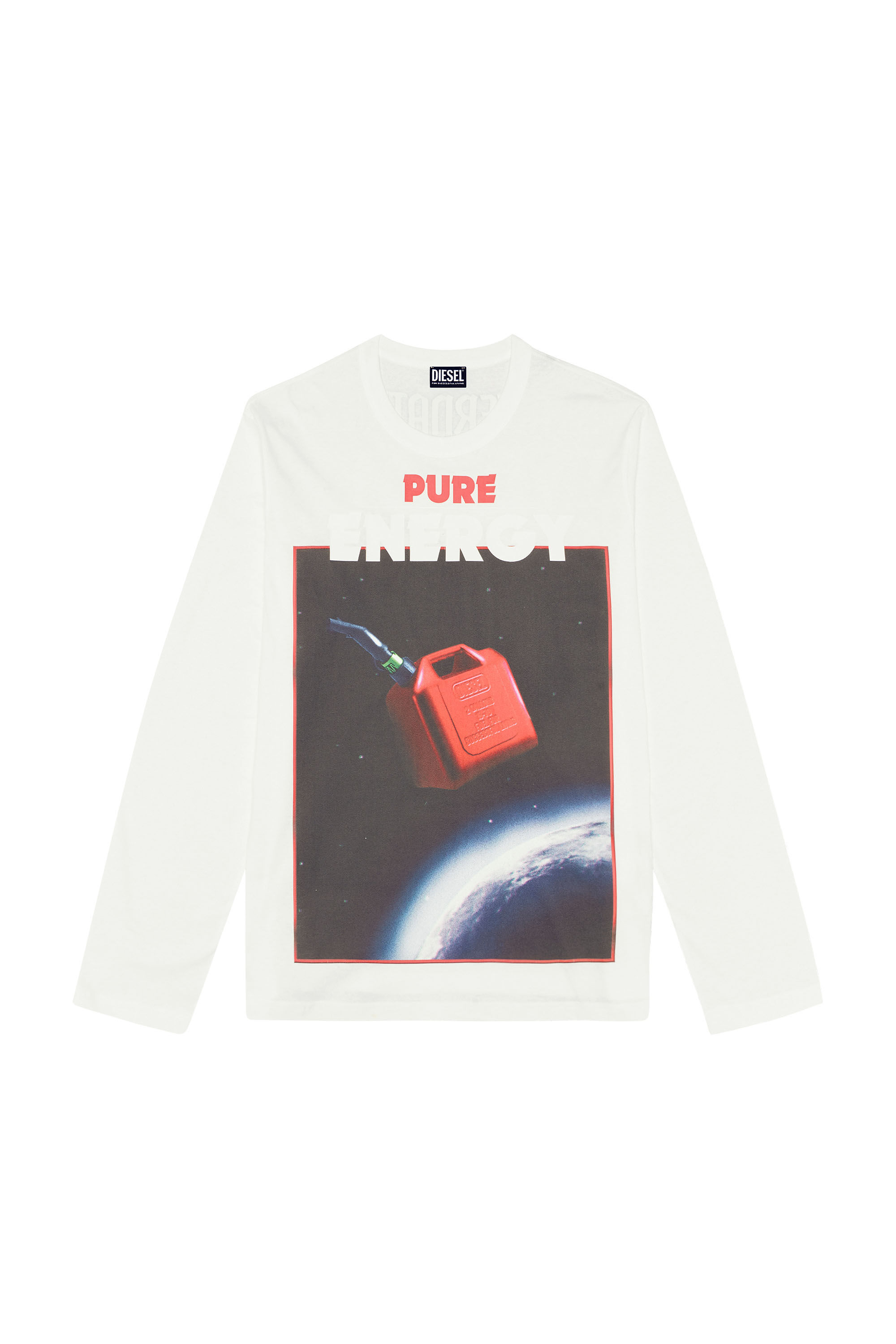 Diesel - T-CRANE-LS-G4, Male's Tシャツ 長そで バックプリント in ホワイト - 2