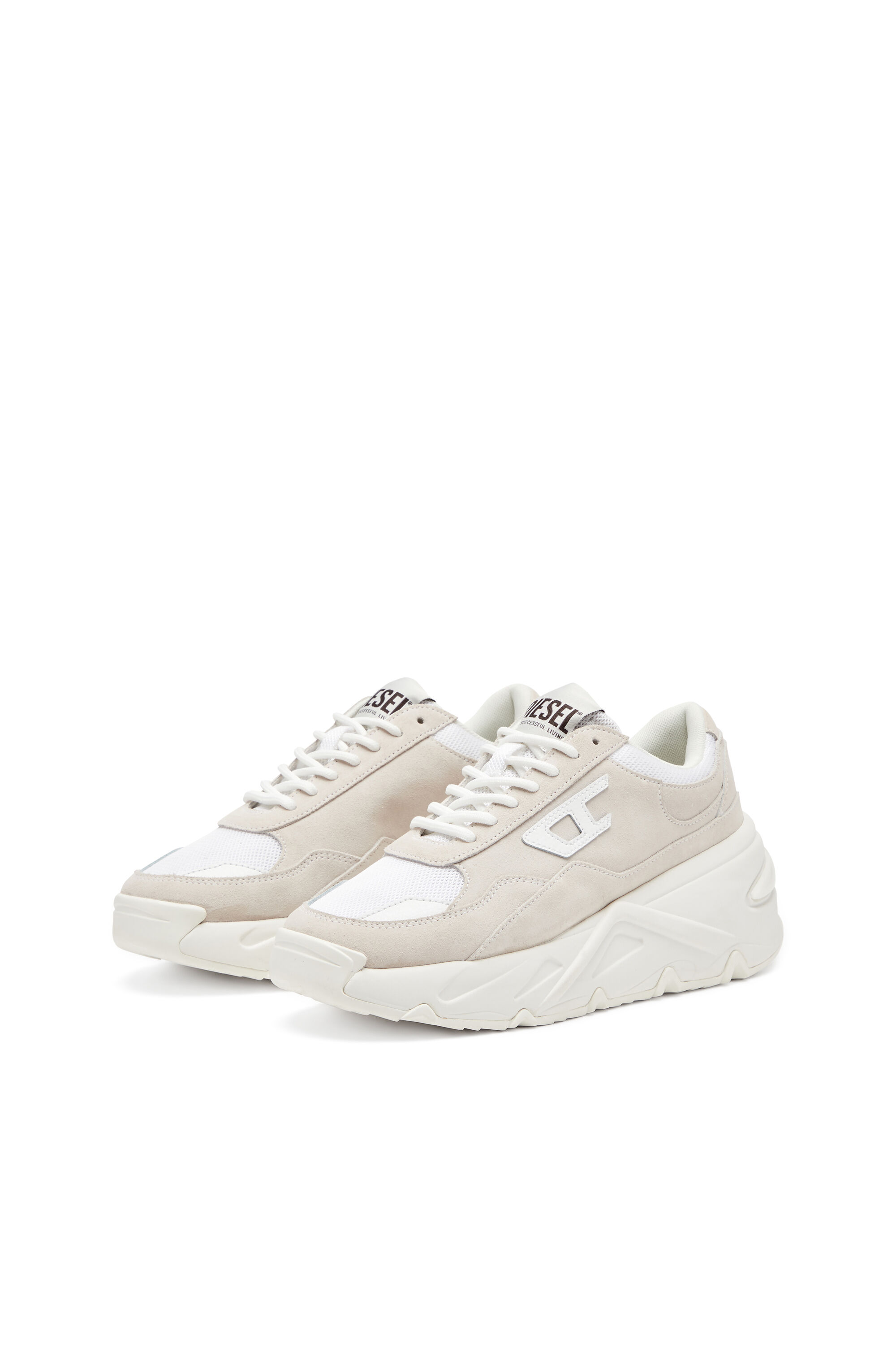 Diesel - S-SAVANNAH W, Female's S-Savannah-Platform sneakers in suede and mesh in ホワイト - 8