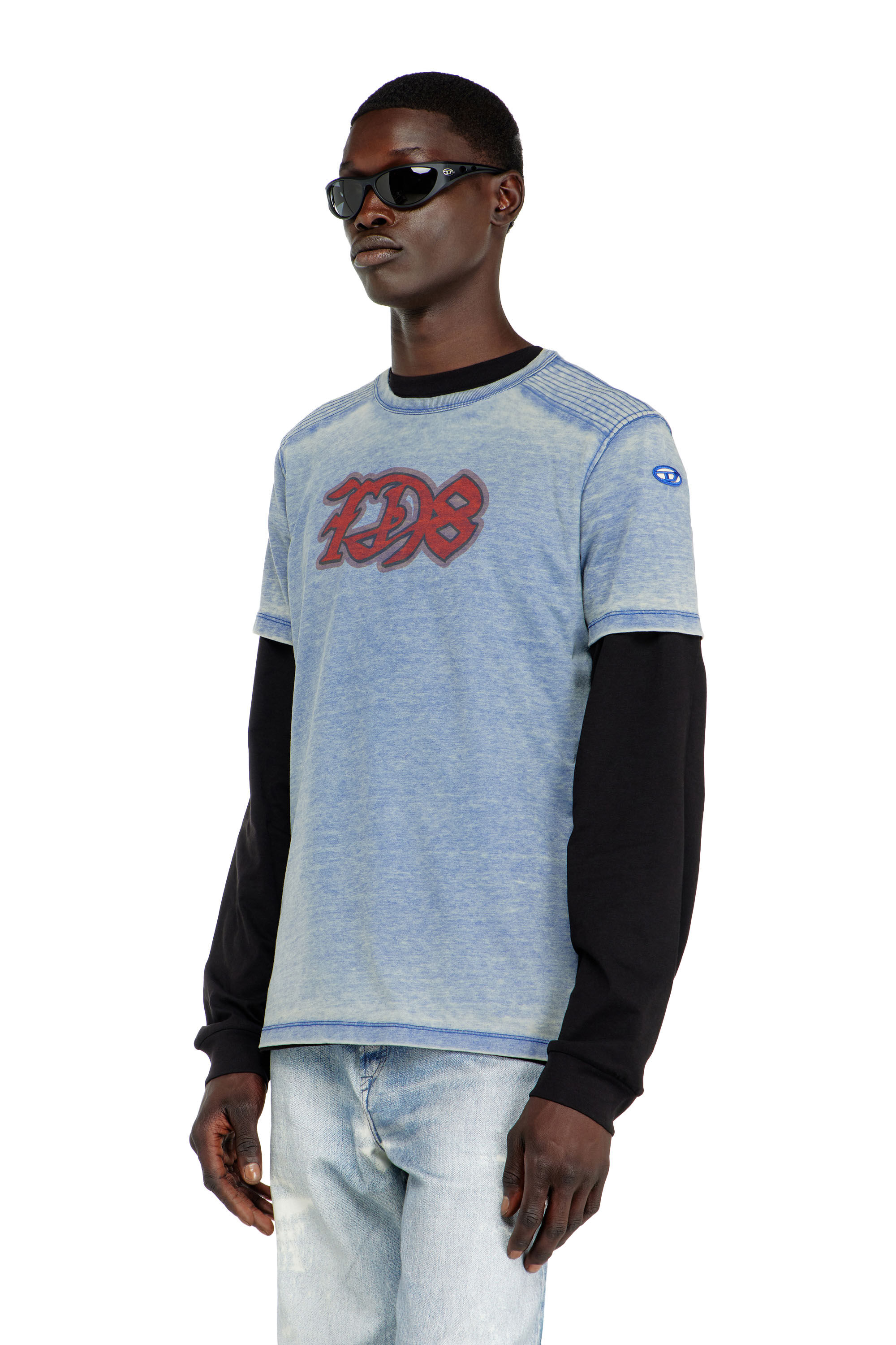 Diesel - T-DOMY, Male's Tシャツ in ライトブルー - 3
