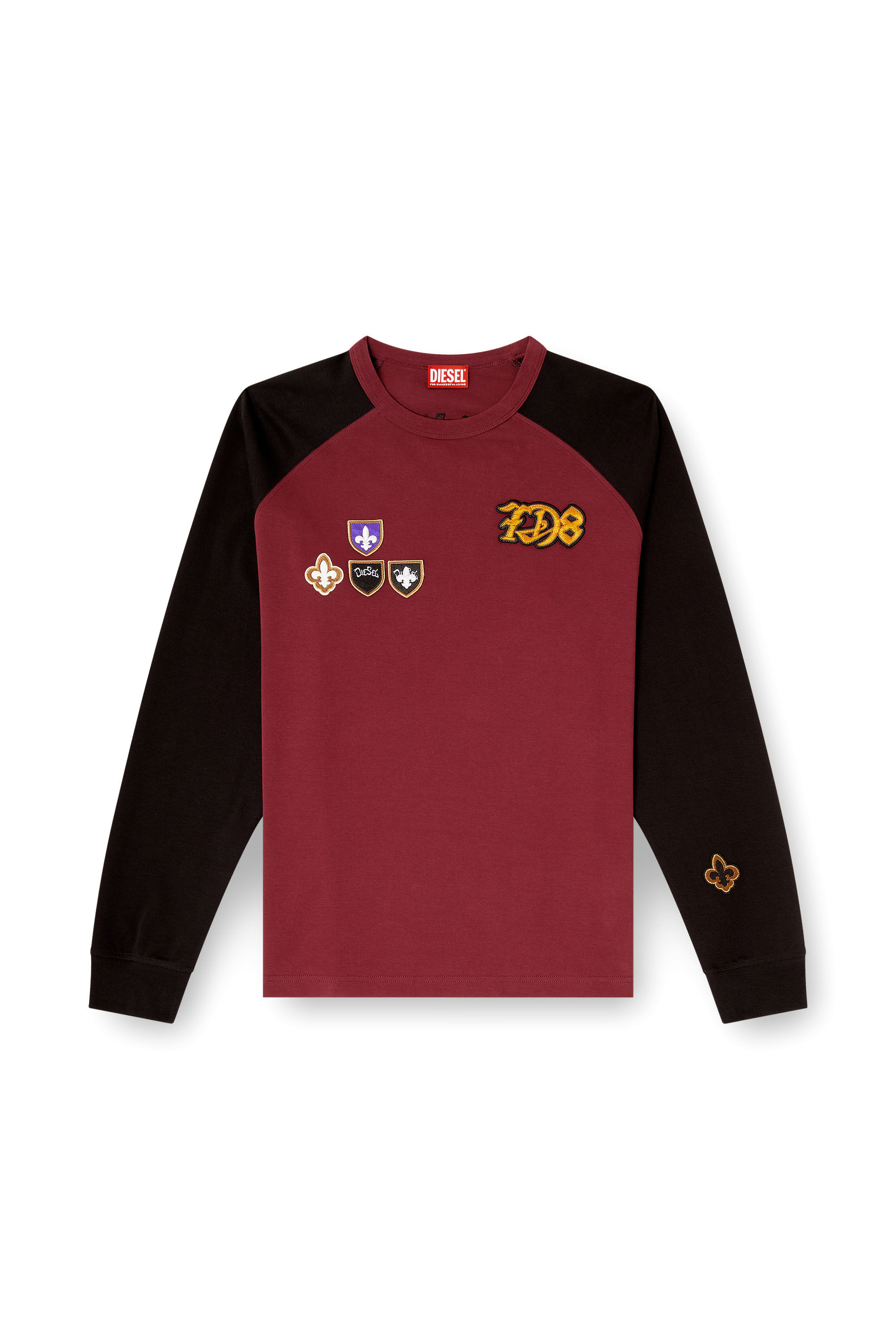 Diesel - T-NORM-LS-RAG-CP, Male's 長袖Tシャツ in ブラック/レッド - 2