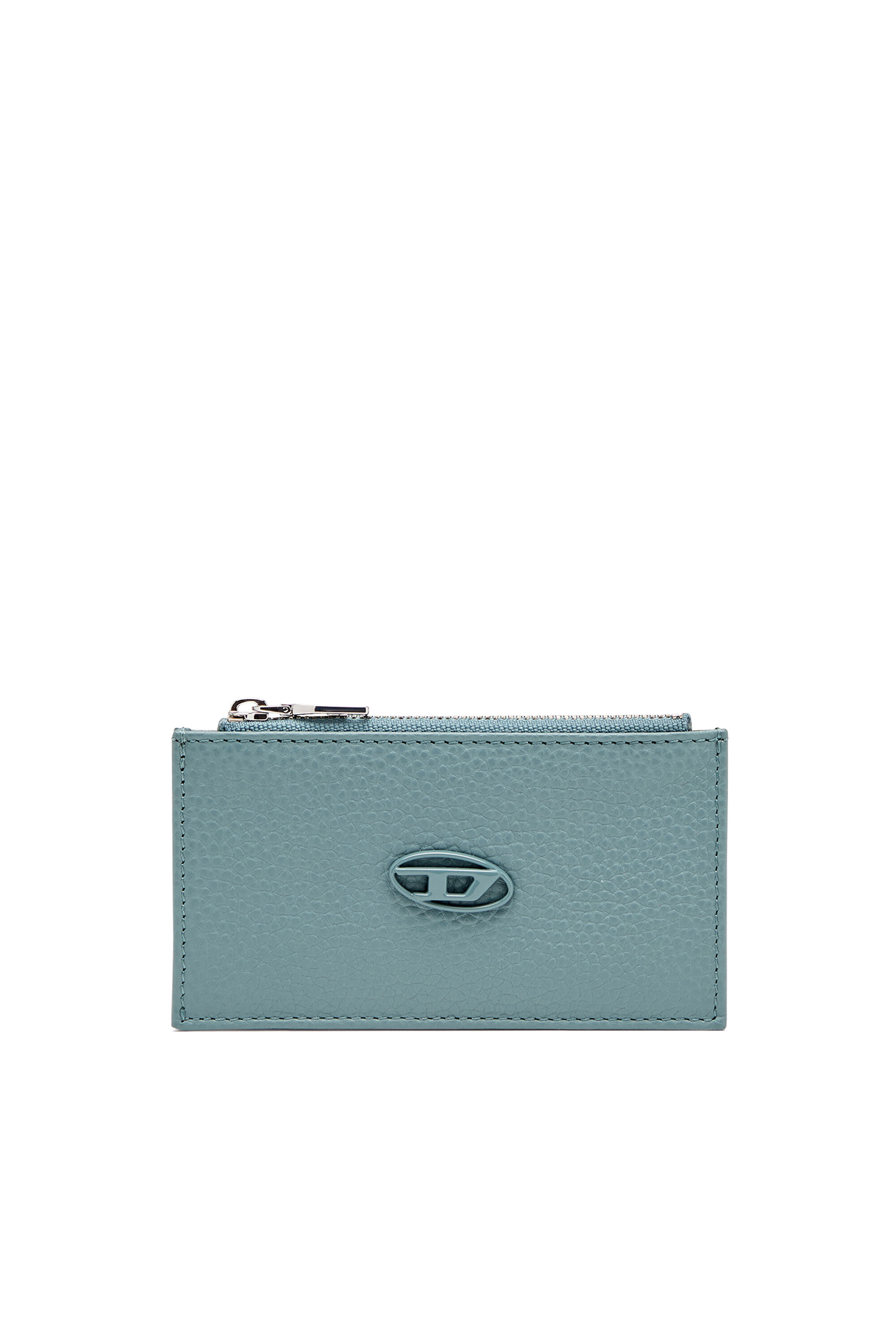 Diesel - HISSU EVO CARD HOLDER III, Male's Flat card holder in grainy leather in ライトブルー - 1